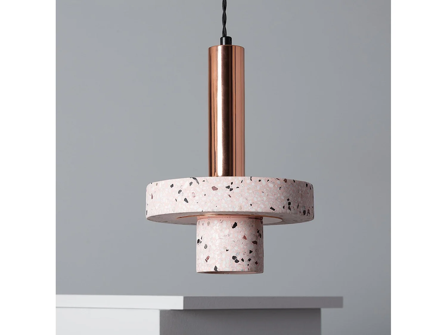 Suspension Métal et Ciment Hestia Or rose