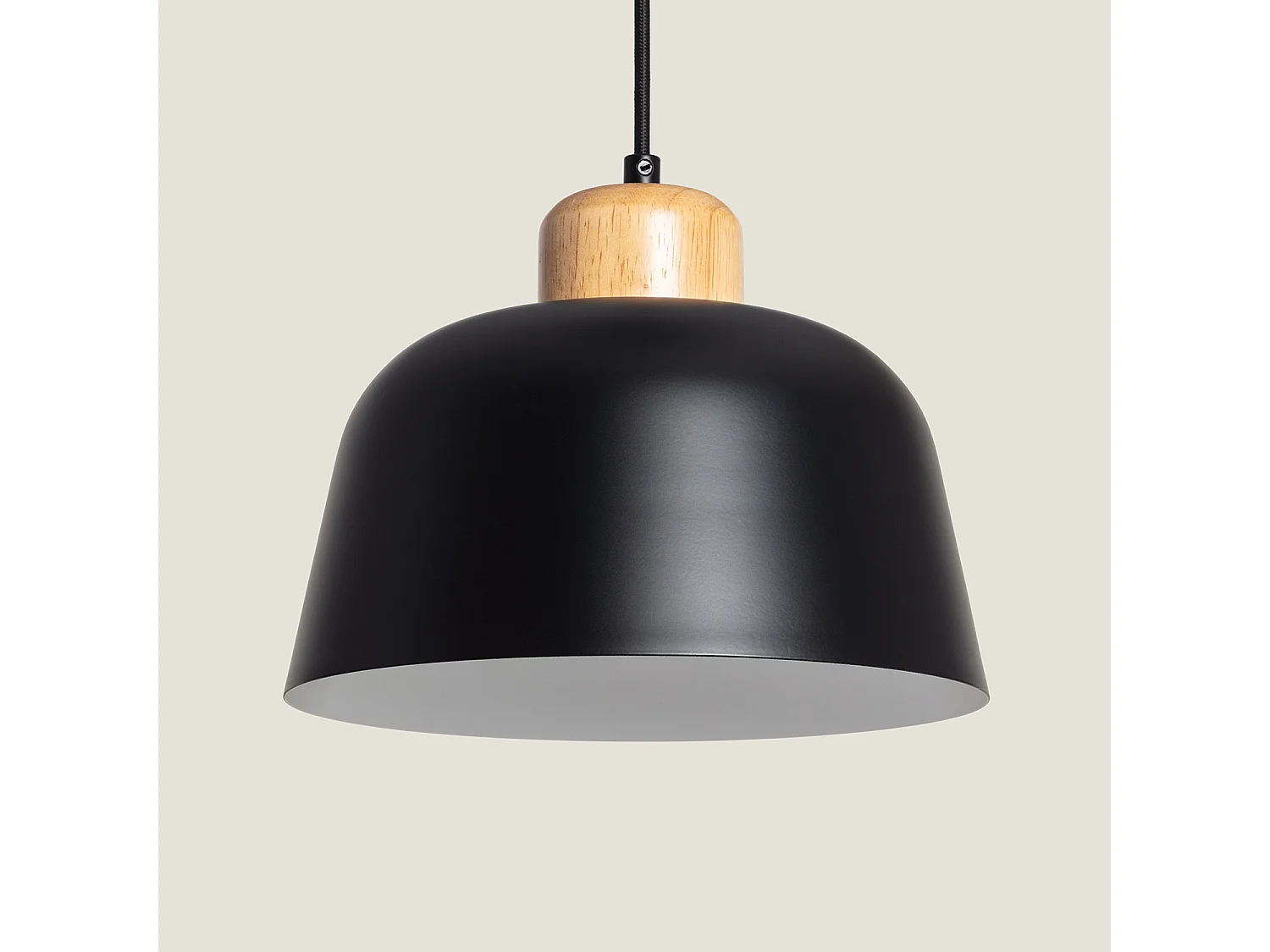 Lampada a Sospensione Metallo e Legno Wawak Nero