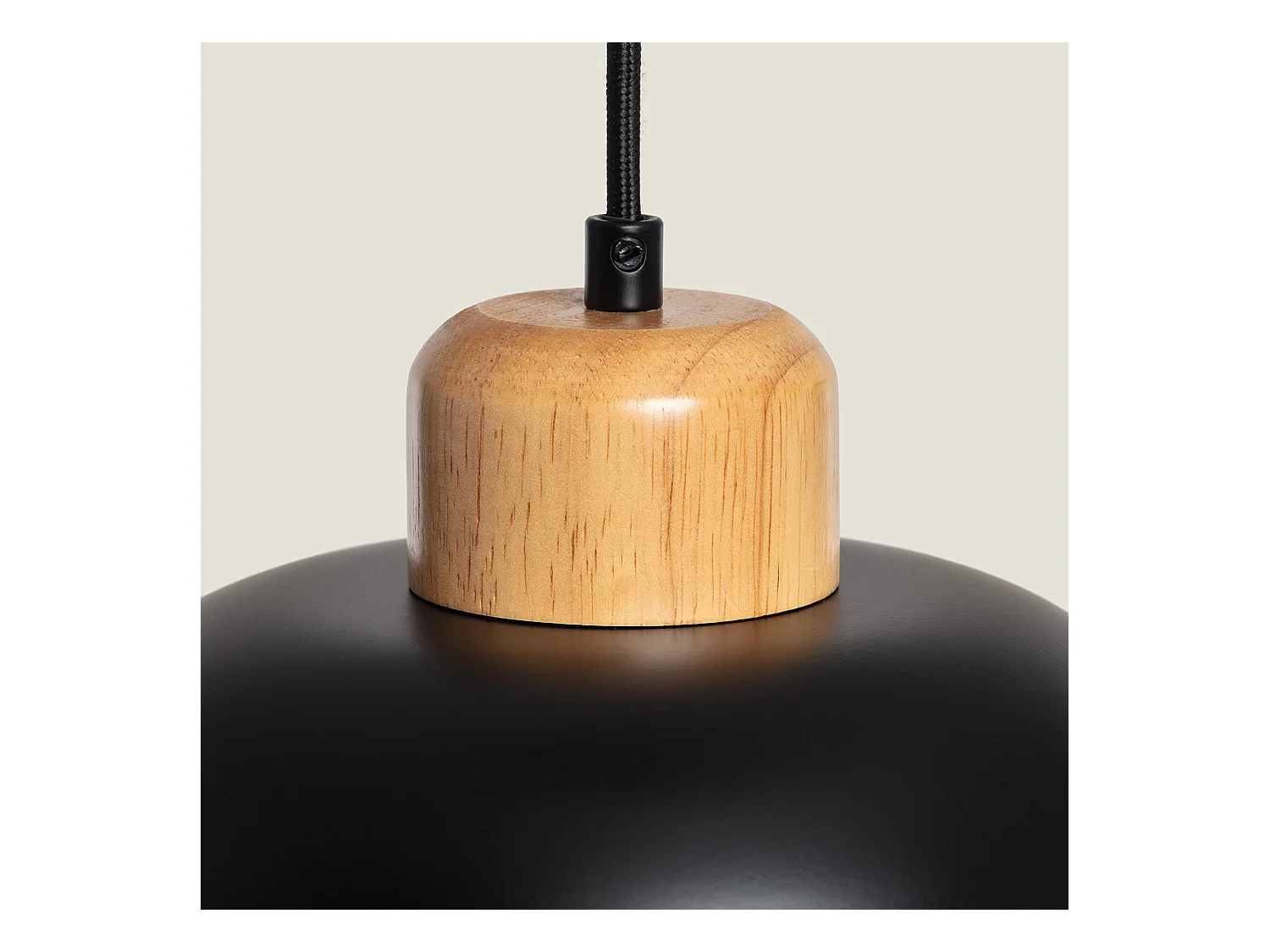 Lampada a Sospensione Metallo e Legno Wawak Nero