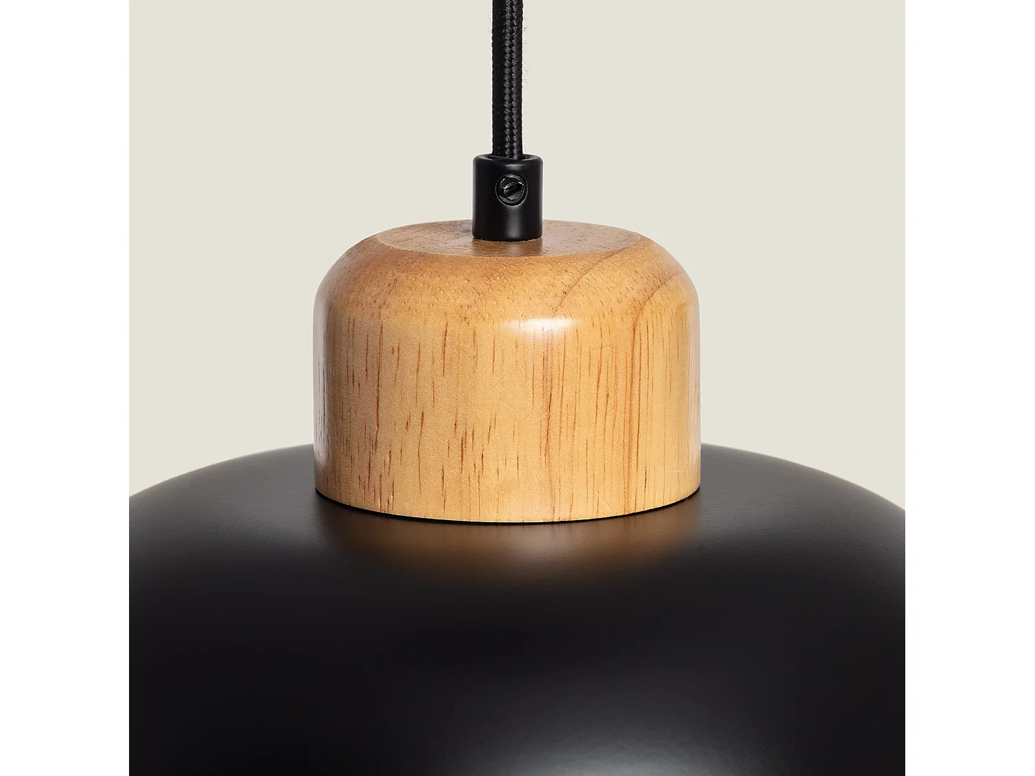 Lámpara Colgante Metal y Madera Wawak Negro