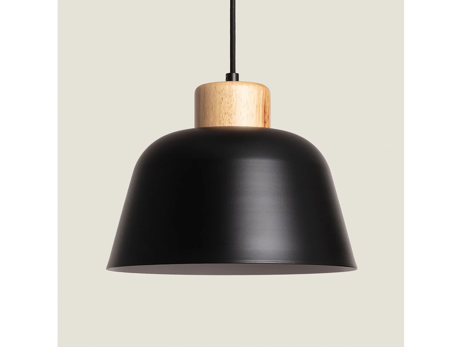 Lámpara Colgante Metal y Madera Wawak Negro