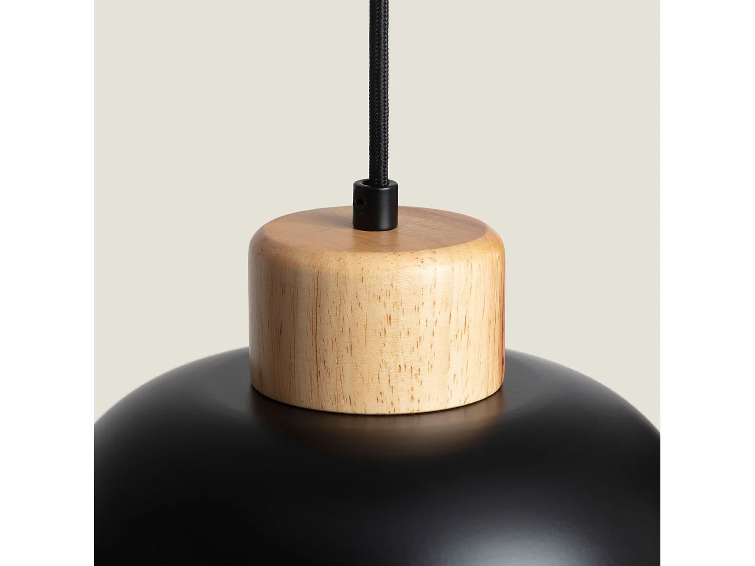 Lámpara Colgante Metal y Madera Wawak Negro