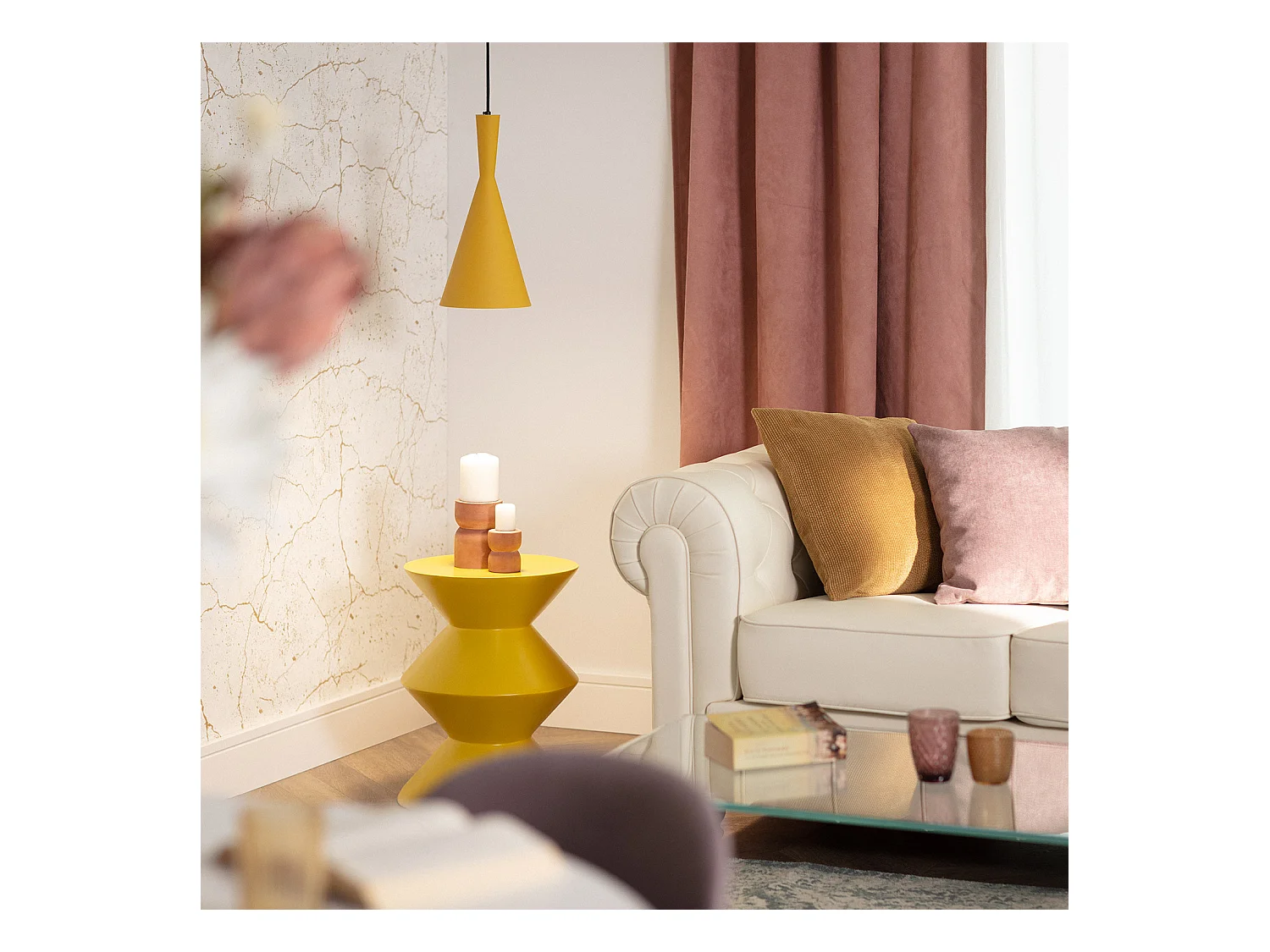 Suspension Métal Lennon Jaune