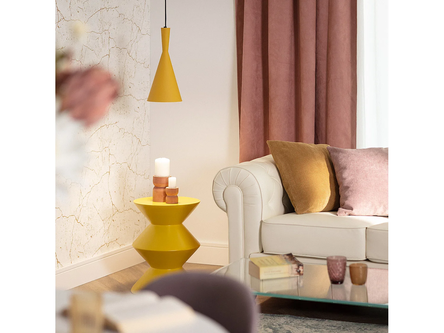 Suspension Métal Lennon Jaune