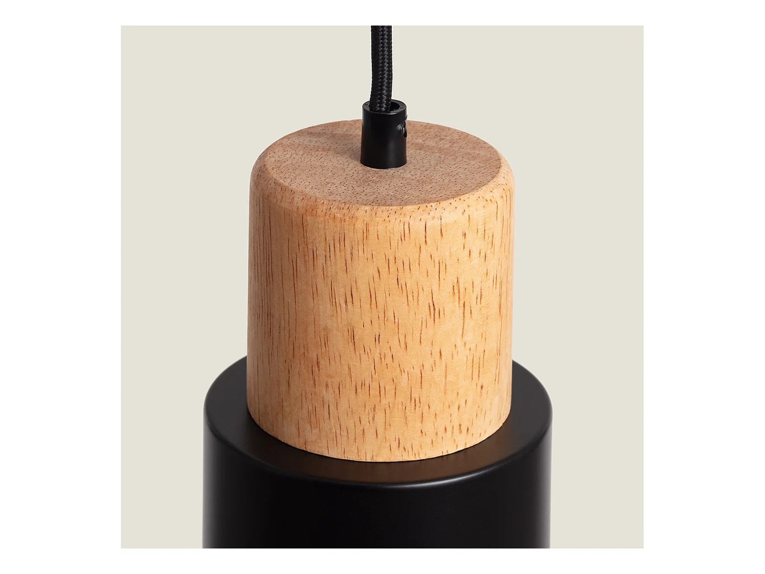 Lámpara Colgante Metal y Madera Kidonge Negro