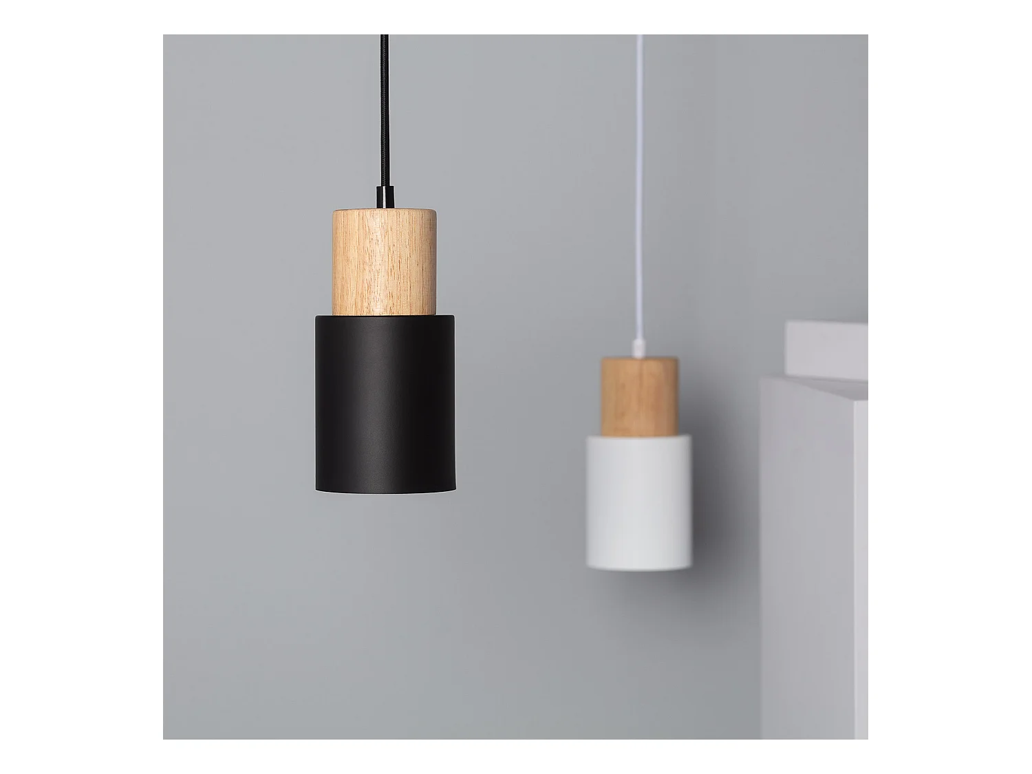 Lámpara Colgante Metal y Madera Kidonge Negro