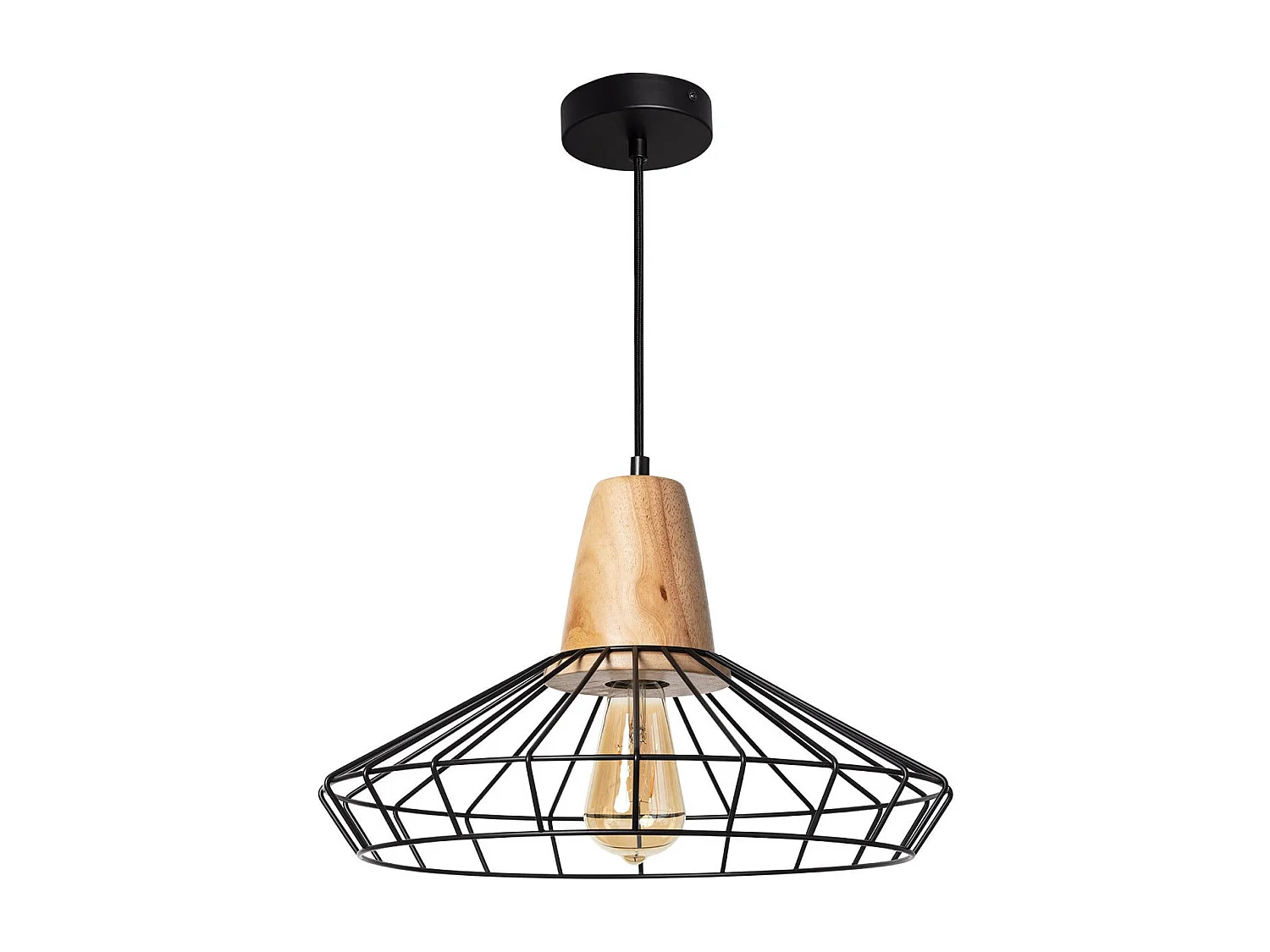 Lámpara Colgante Metal y Madera Keler Negro