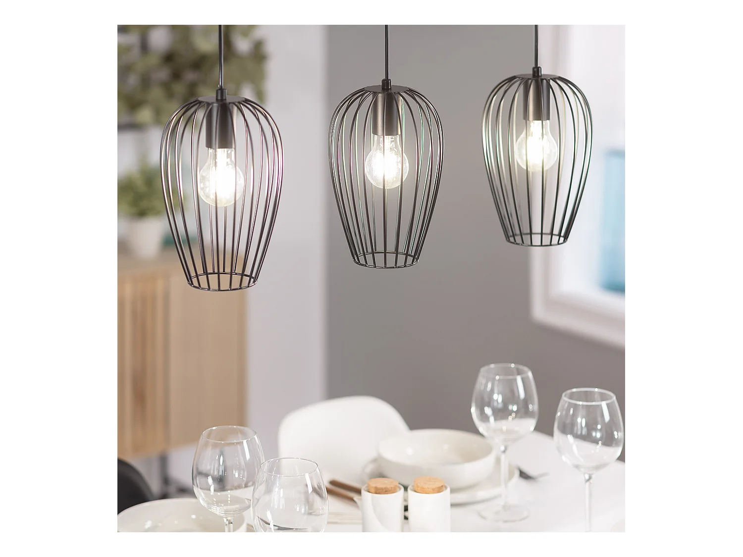 Suspension Métal Telmi 3 Spots  Noir