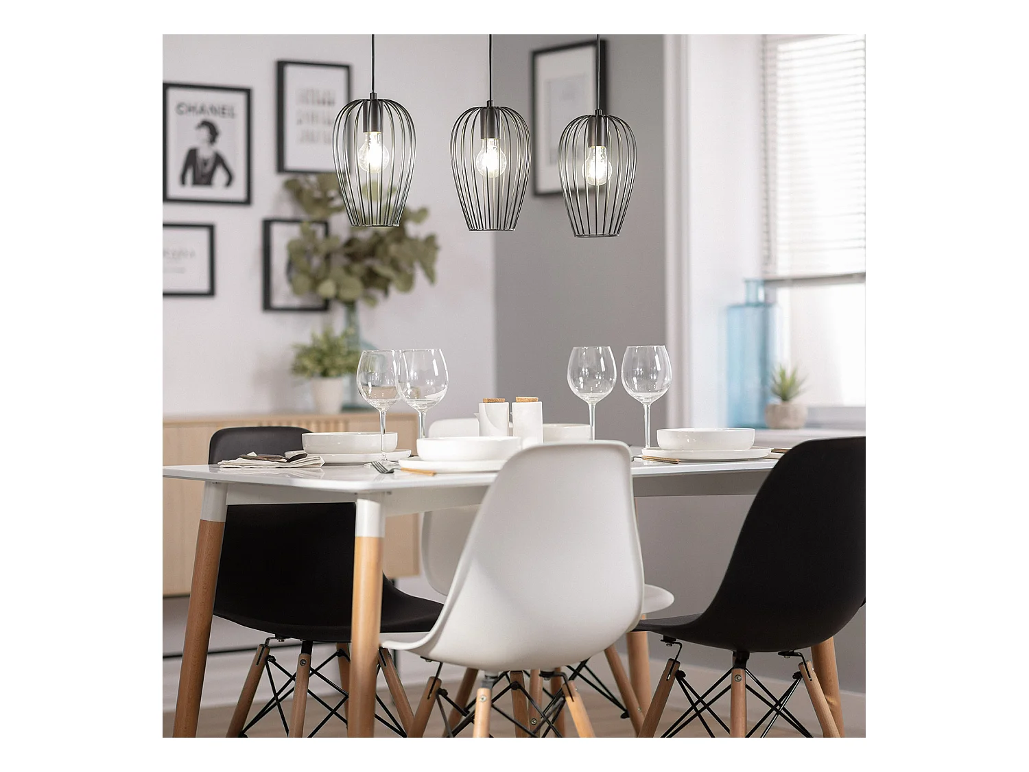 Suspension Métal Telmi 3 Spots  Noir