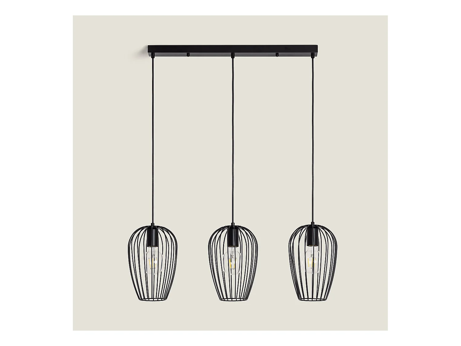 Suspension Métal Telmi 3 Spots  Noir