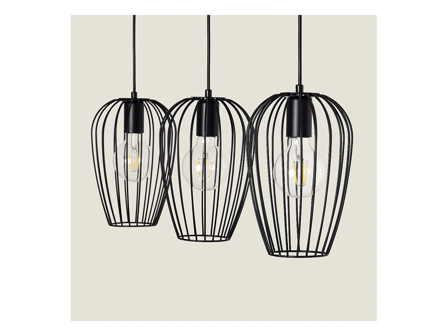 Suspension Métal Telmi 3 Spots  Noir