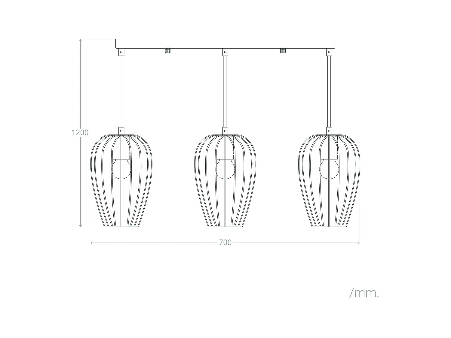 Suspension Métal Telmi 3 Spots  Noir