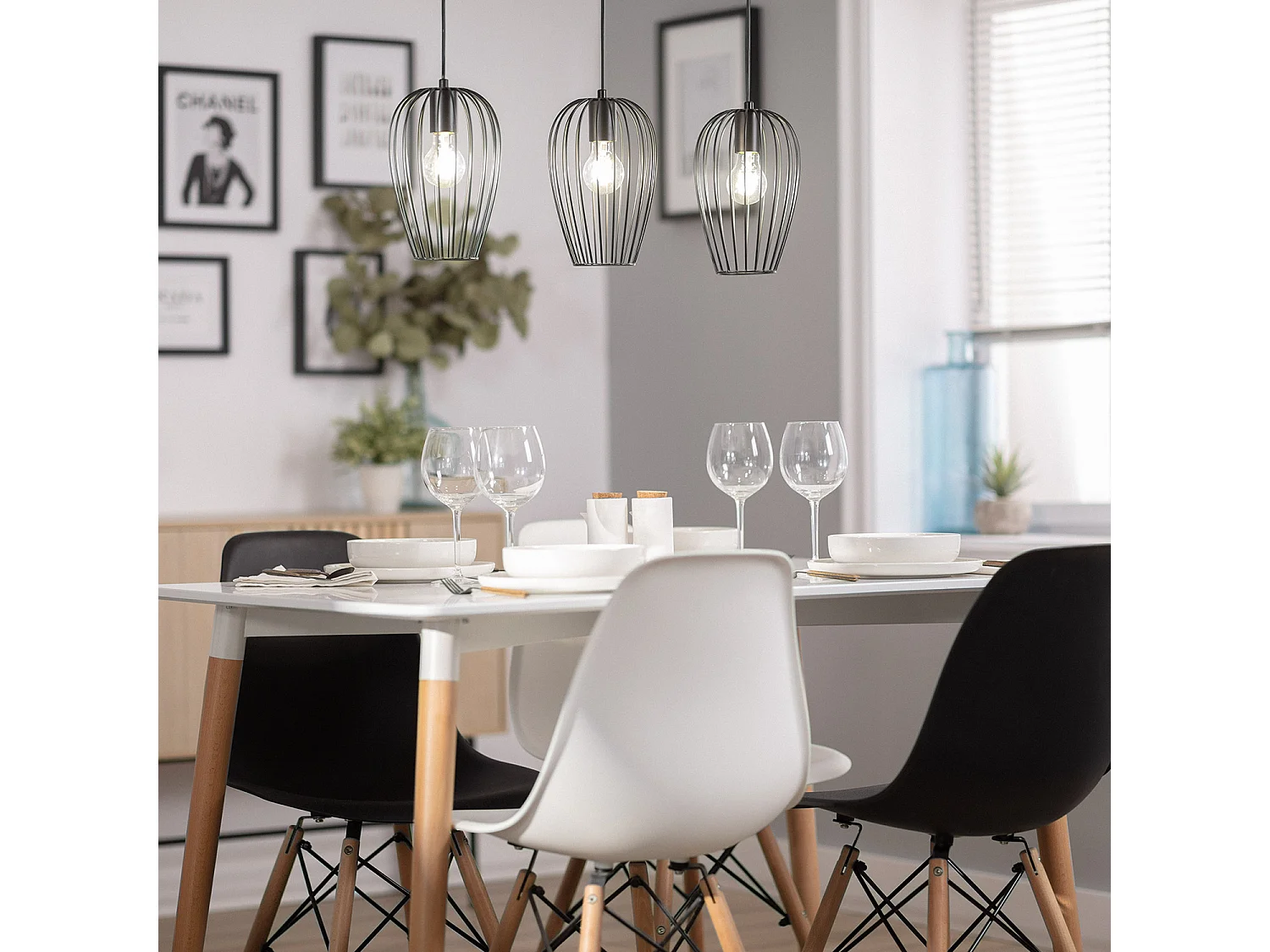 Suspension Métal Telmi 3 Spots  Noir