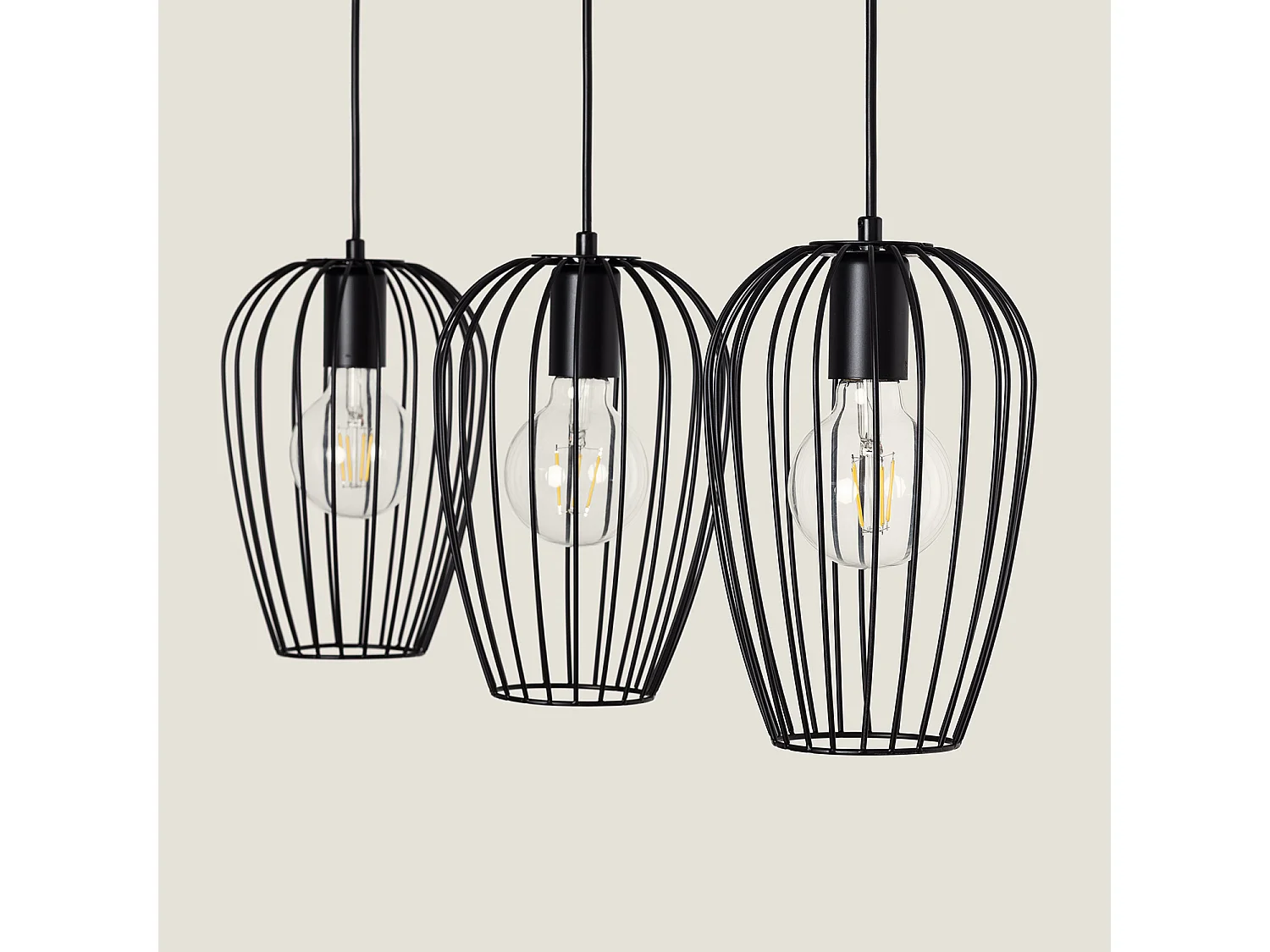 Suspension Métal Telmi 3 Spots  Noir