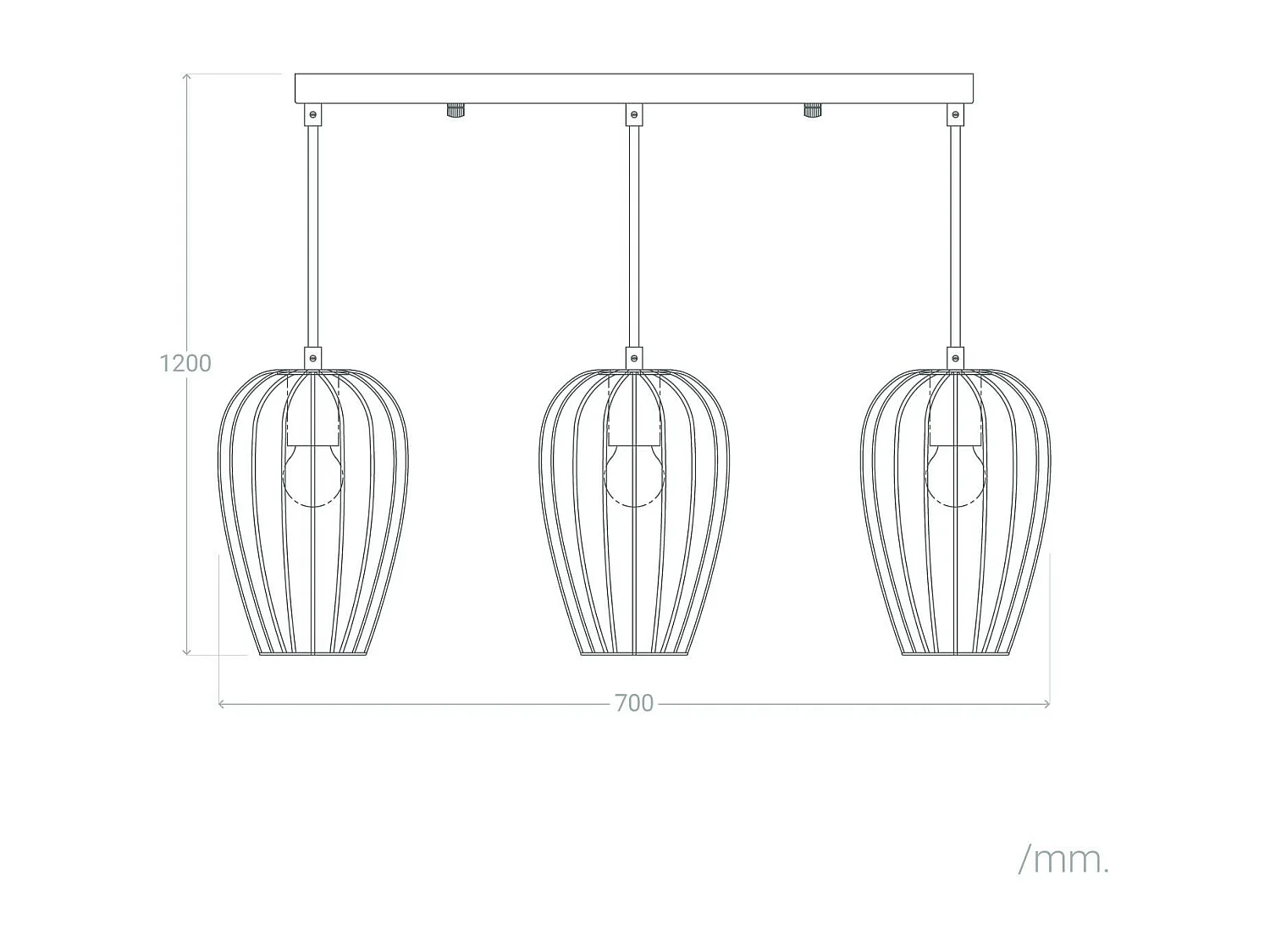 Suspension Métal Telmi 3 Spots  Noir