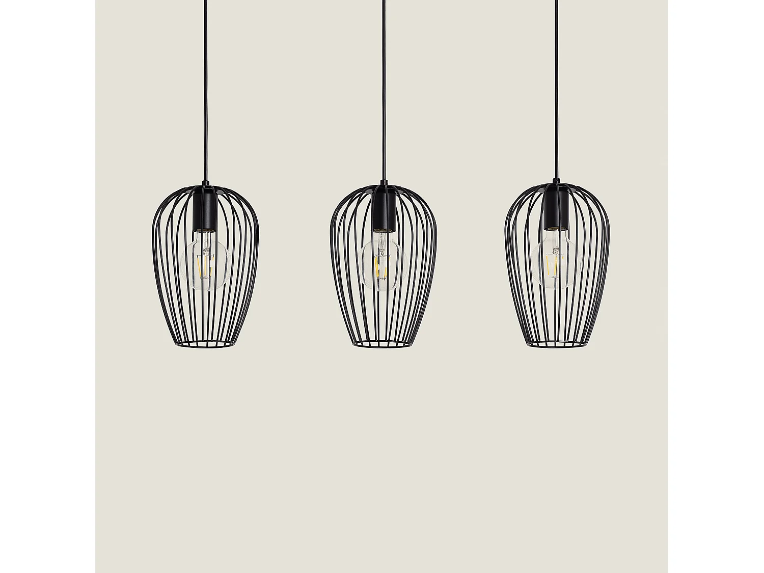 Lámpara Colgante de Metal Telmi 3 Focos Negro