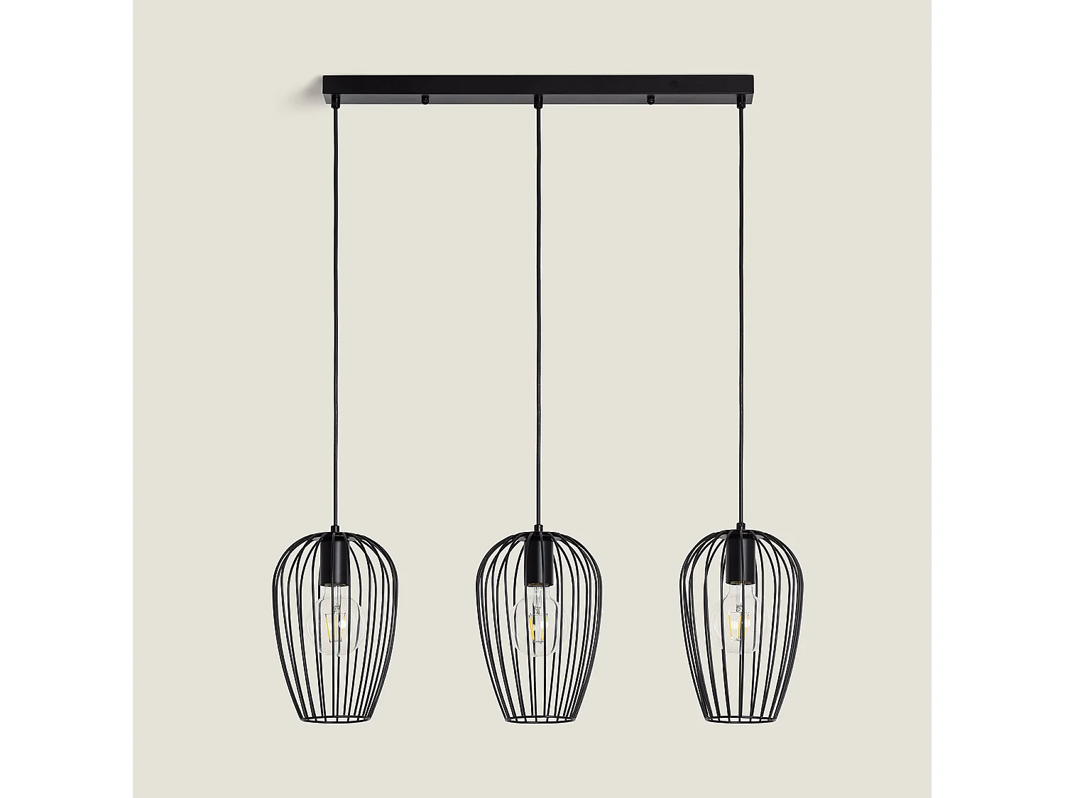 Lámpara Colgante de Metal Telmi 3 Focos Negro