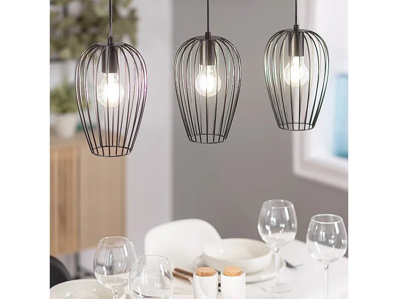 Suspension Métal Telmi 3 Spots  Noir