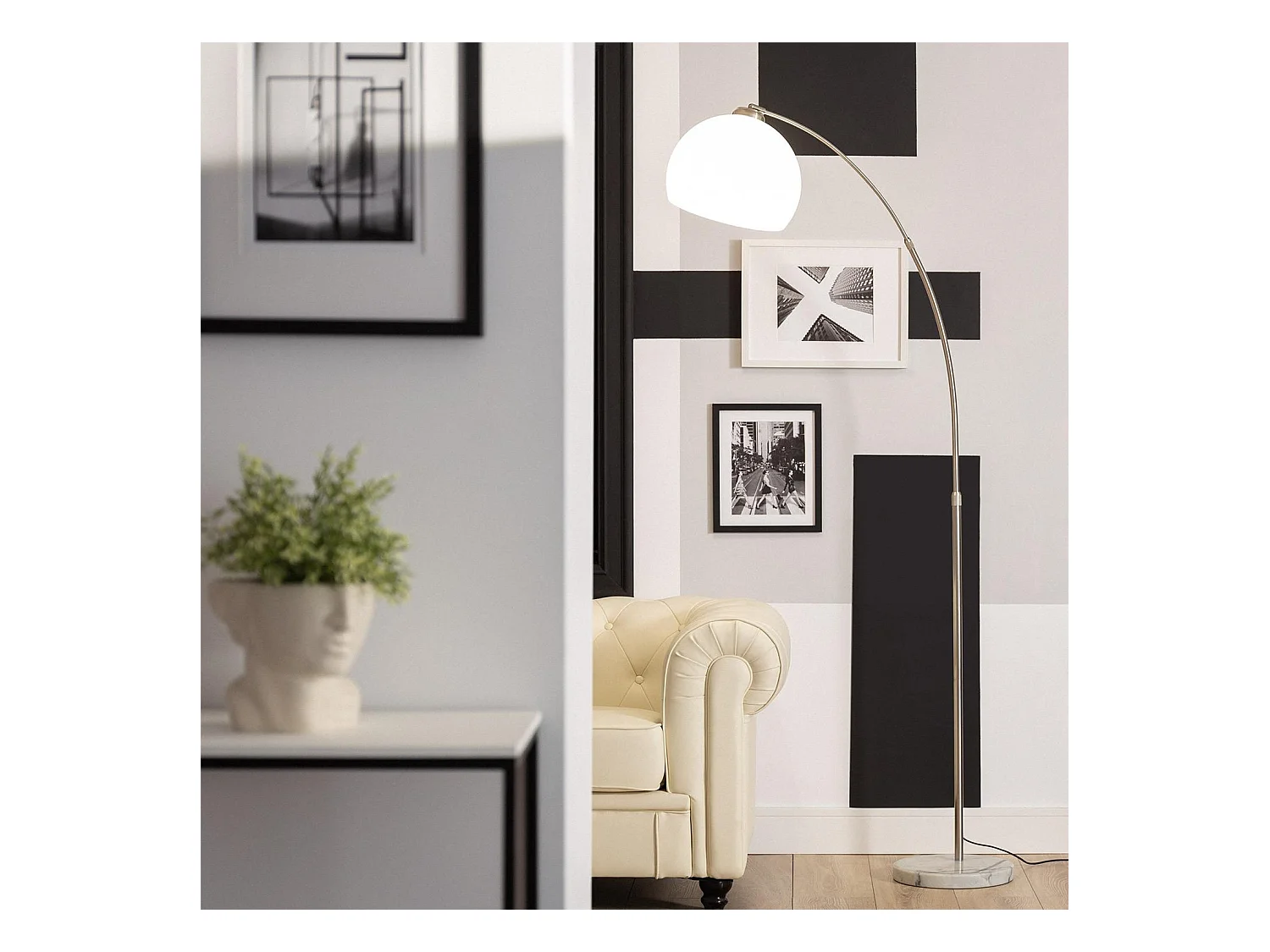 Lámpara de Pie Gebogen Plateado