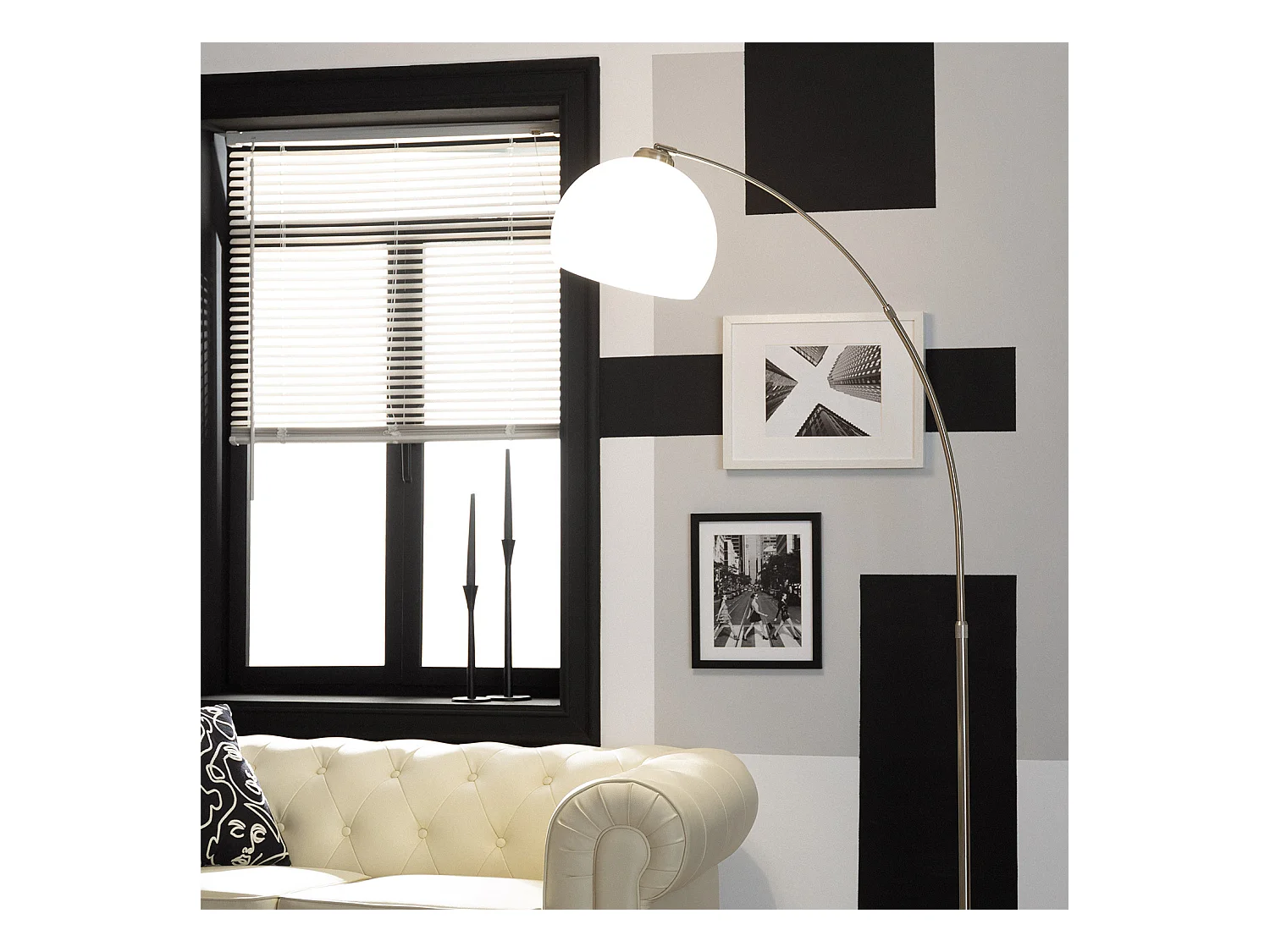 Lámpara de Pie Gebogen Plateado