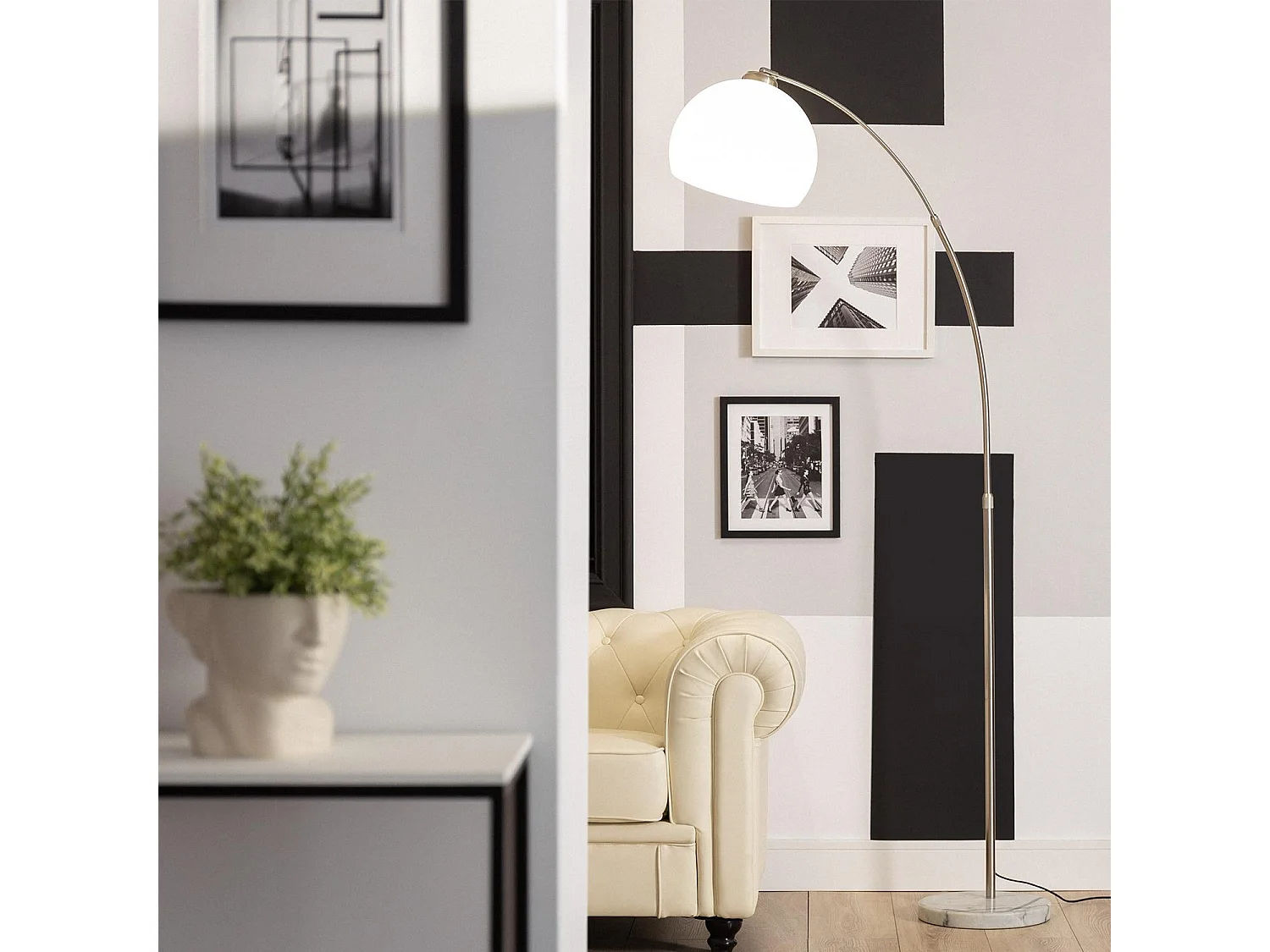 Lampadaire Gebogen  Argenté