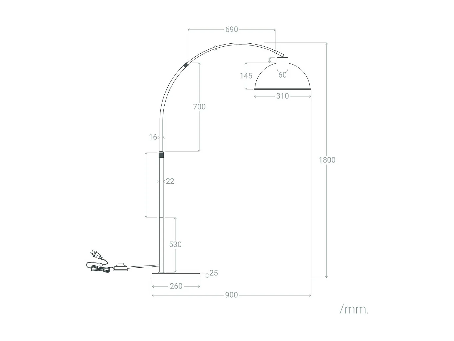 Lampadaire Aluminium Maisie Noir