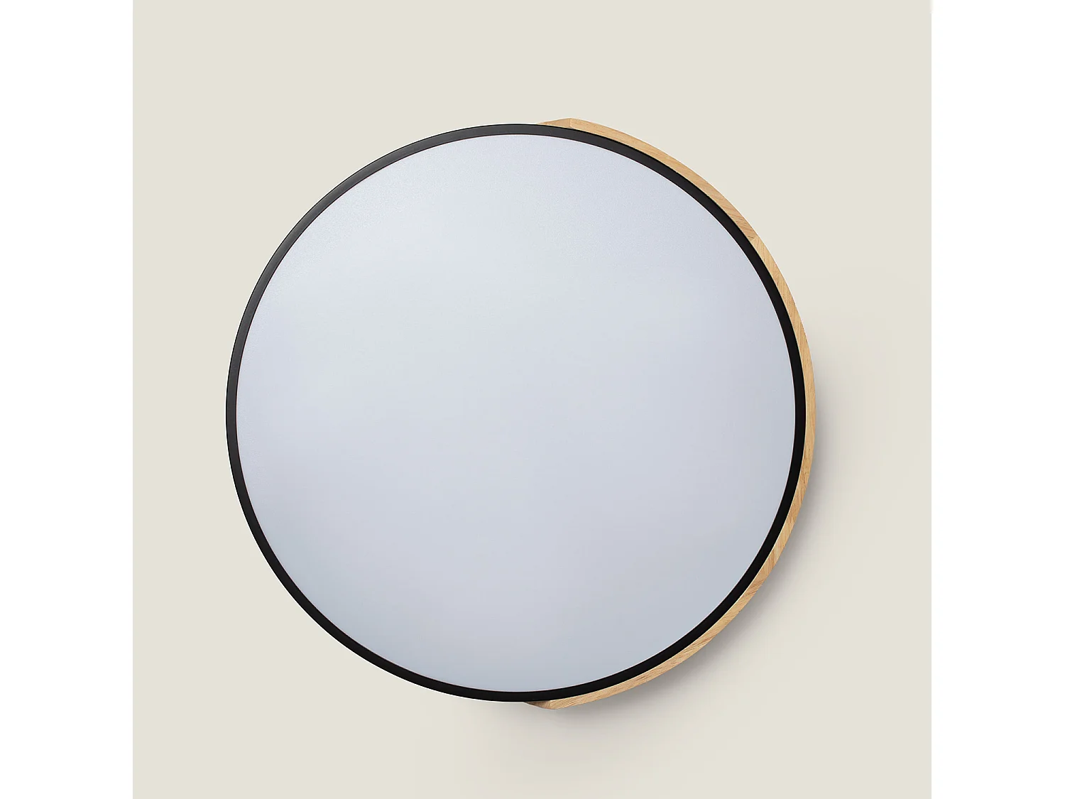 Plafoniera LED 36W Circolare Legno Ø500 mm CCT Selezionabile Semi-Dari Nero