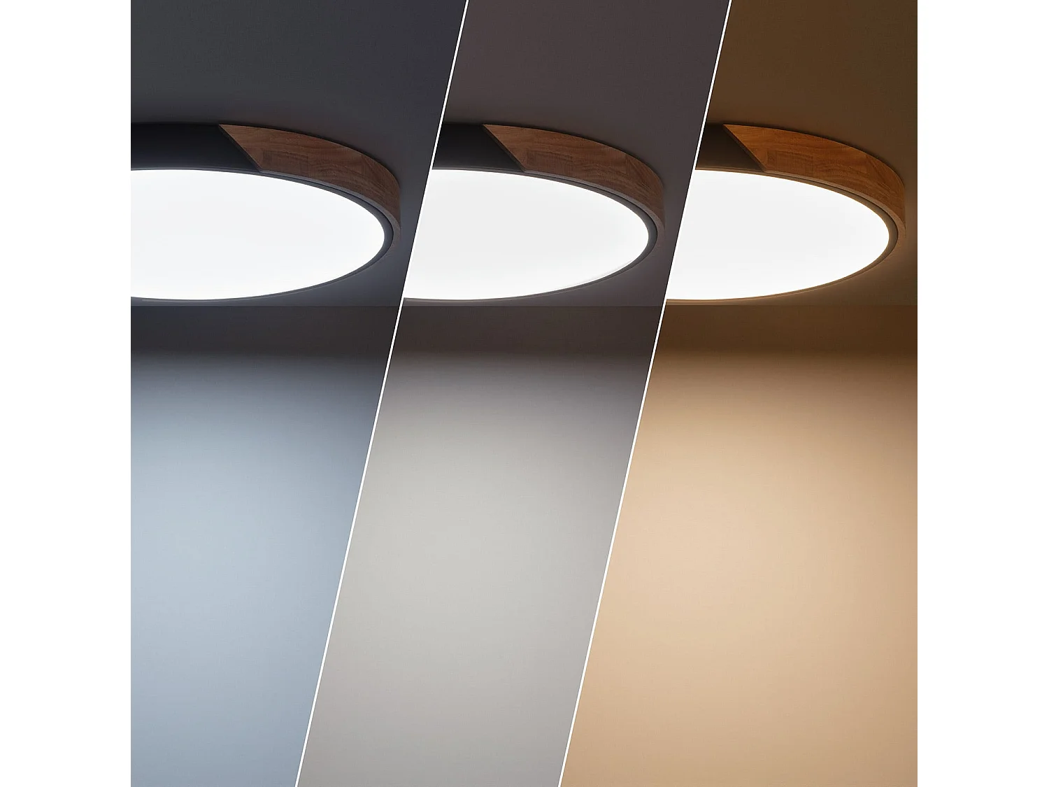 Plafón LED 36W Circular Madera y Aluminio Ø500 mm CCT Seleccionable Semi-Dari Negro