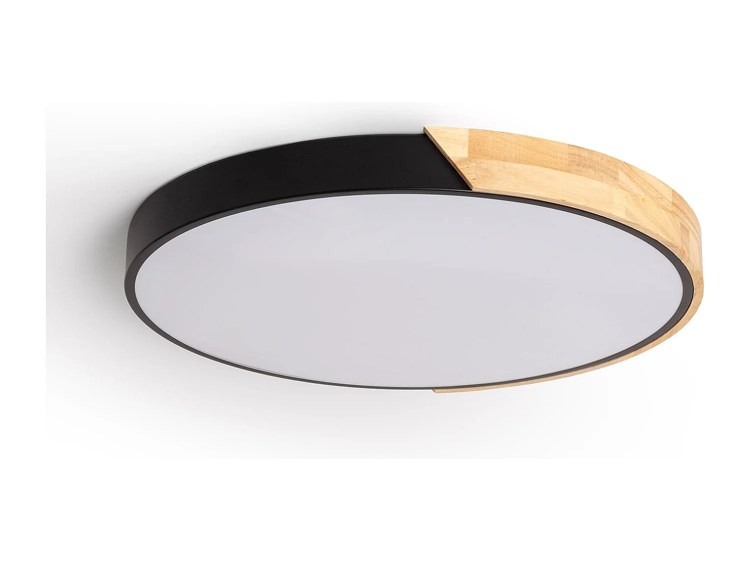 Plafón LED 36W Circular Madera y Aluminio Ø500 mm CCT Seleccionable Semi-Dari Negro