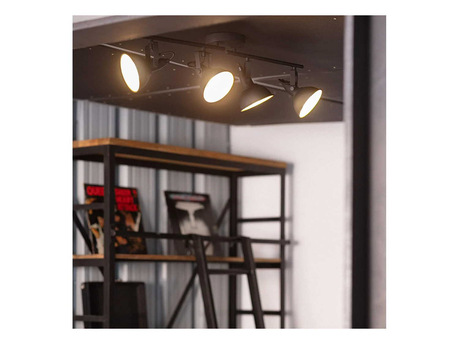 Plafonnier Orientable Aluminium Emer 4 Spots Noir Noir