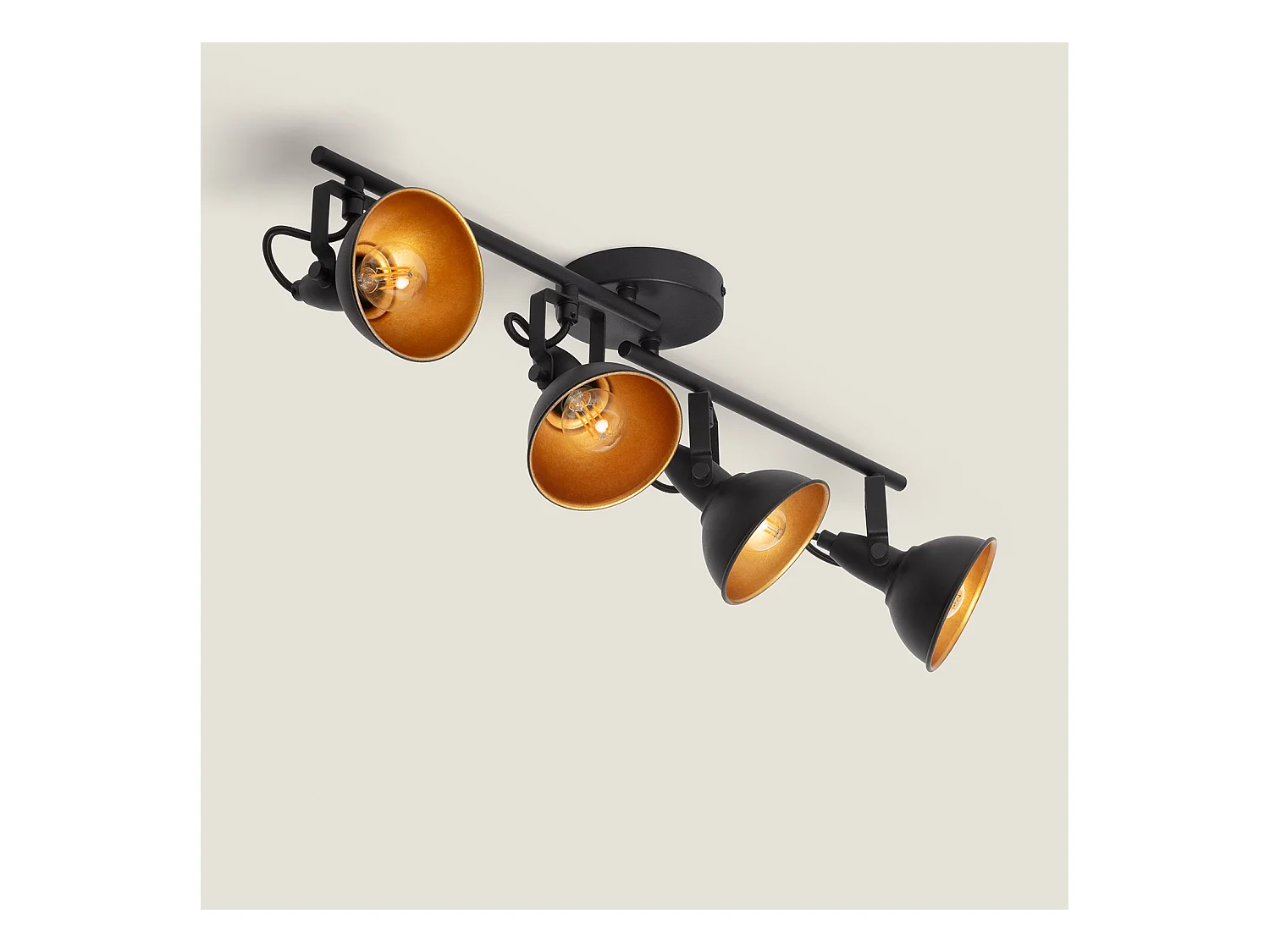 Plafonnier Orientable Aluminium Emer 4 Spots Noir Noir