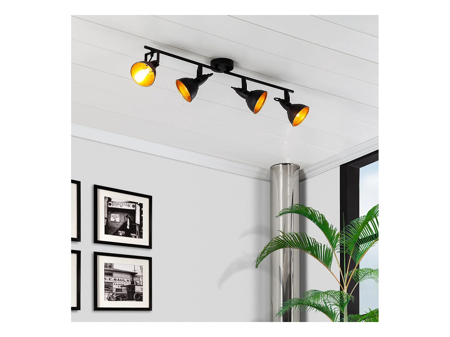 Plafonnier Orientable Aluminium Emer 4 Spots Noir Noir