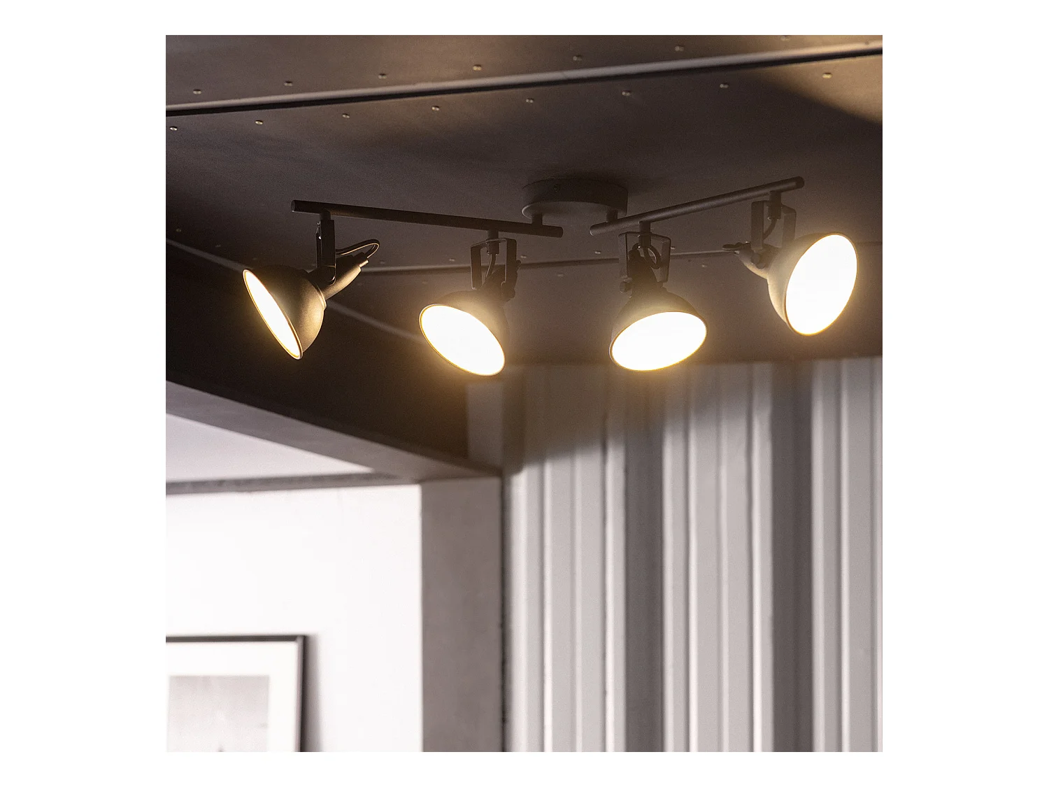 Plafonnier Orientable Aluminium Emer 4 Spots Noir Noir