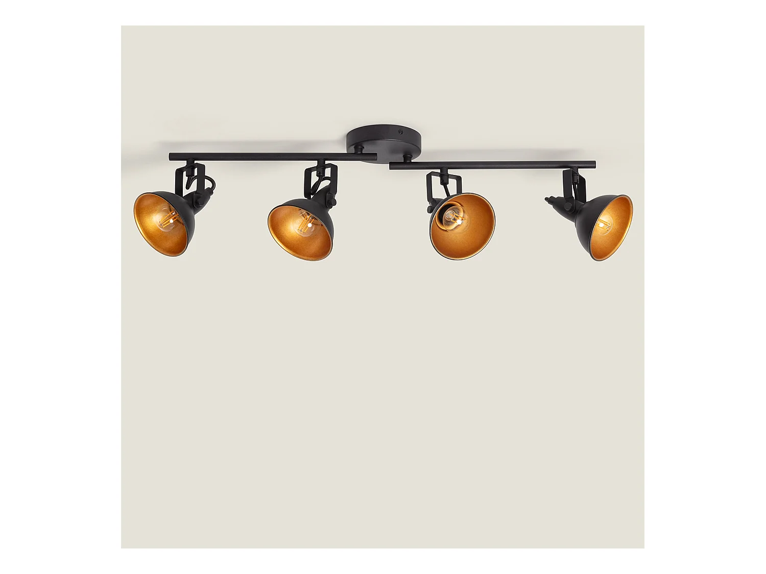 Lámpara de Techo Orientable Aluminio 4 Focos Negro Emer Negro