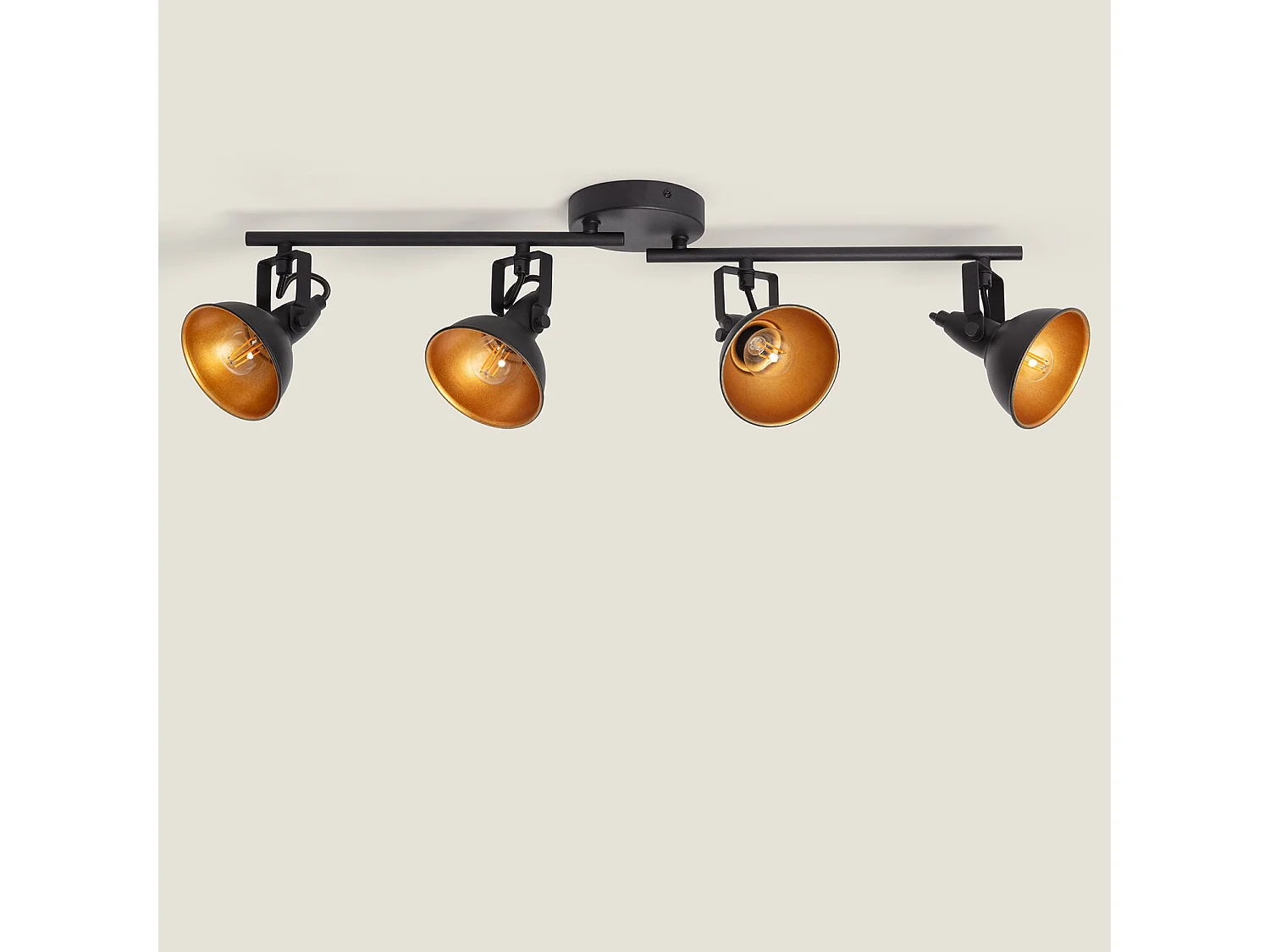 Lámpara de Techo Orientable Metal 4 Focos Negro Emer Negro