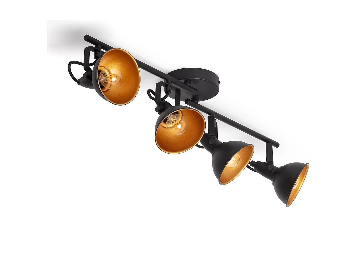 Lámpara de Techo Orientable Metal 4 Focos Negro Emer Negro
