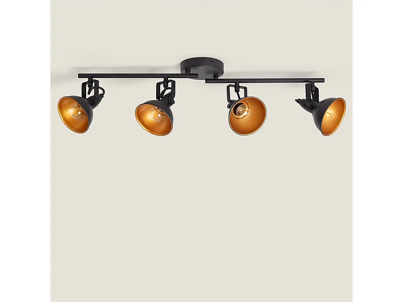 Plafonnier Orientable Aluminium Emer 4 Spots Noir Noir