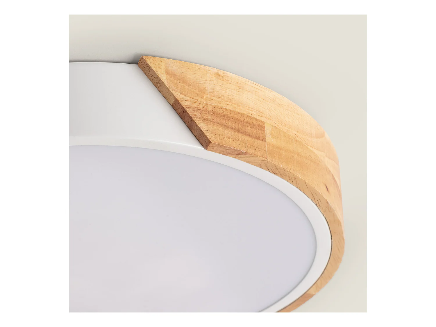 Plafonnier LED Rond Bois 18W CCT Sélectionnable Semi-Dari Ø320 mm Blanc