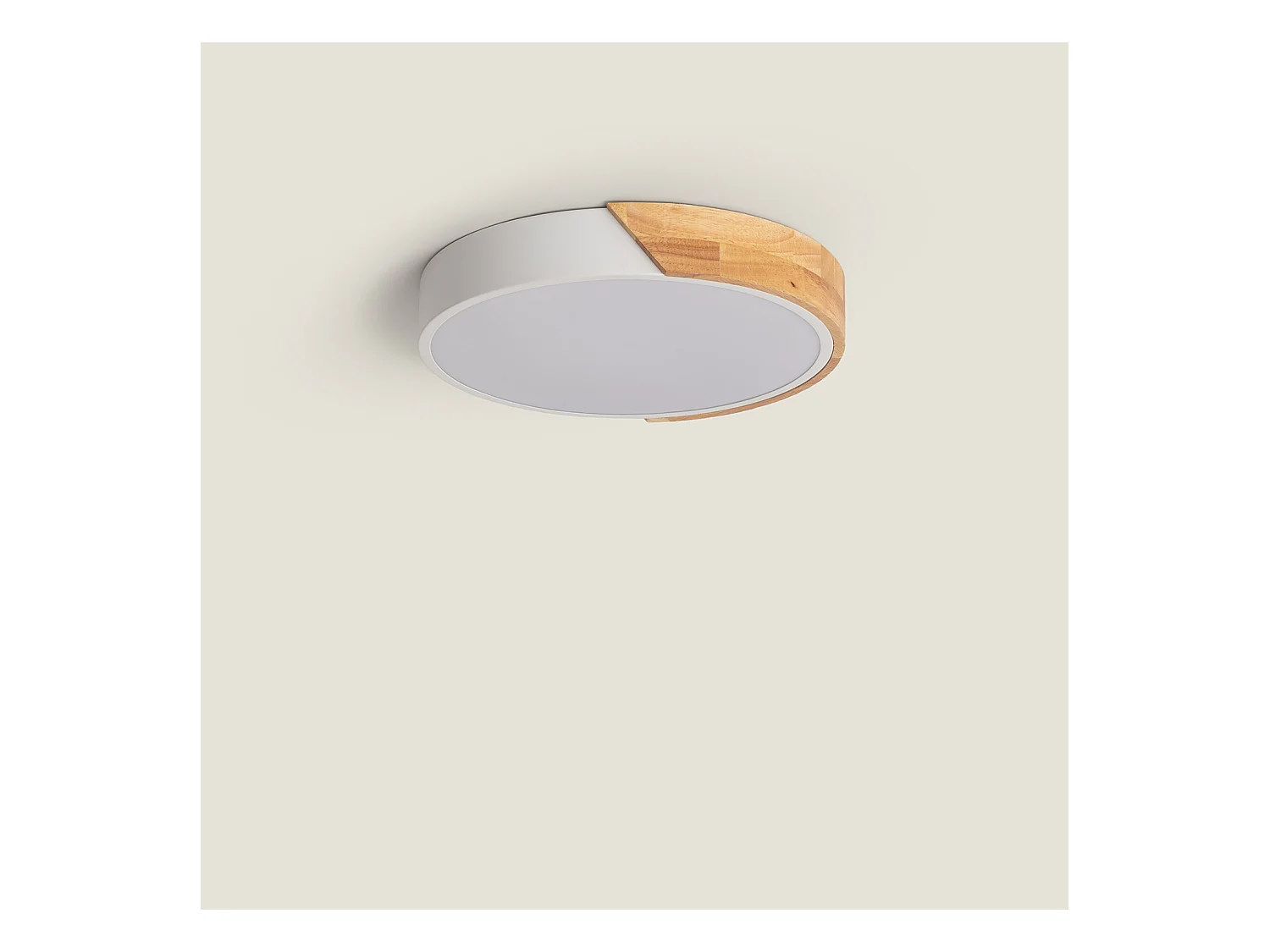 Plafonnier LED Rond Bois 18W CCT Sélectionnable Semi-Dari Ø320 mm Blanc