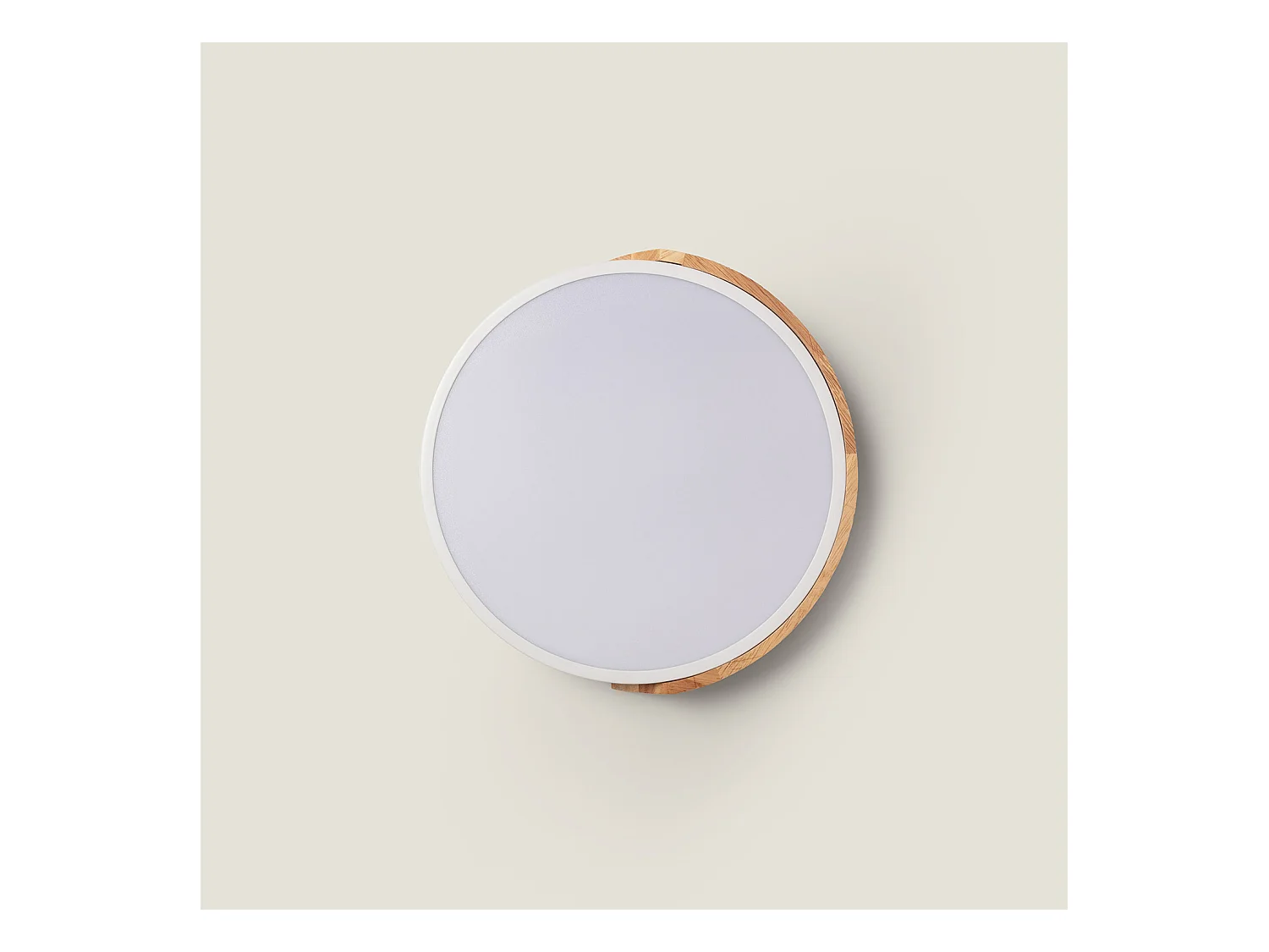 Plafonnier LED Rond Bois 18W CCT Sélectionnable Semi-Dari Ø320 mm Blanc