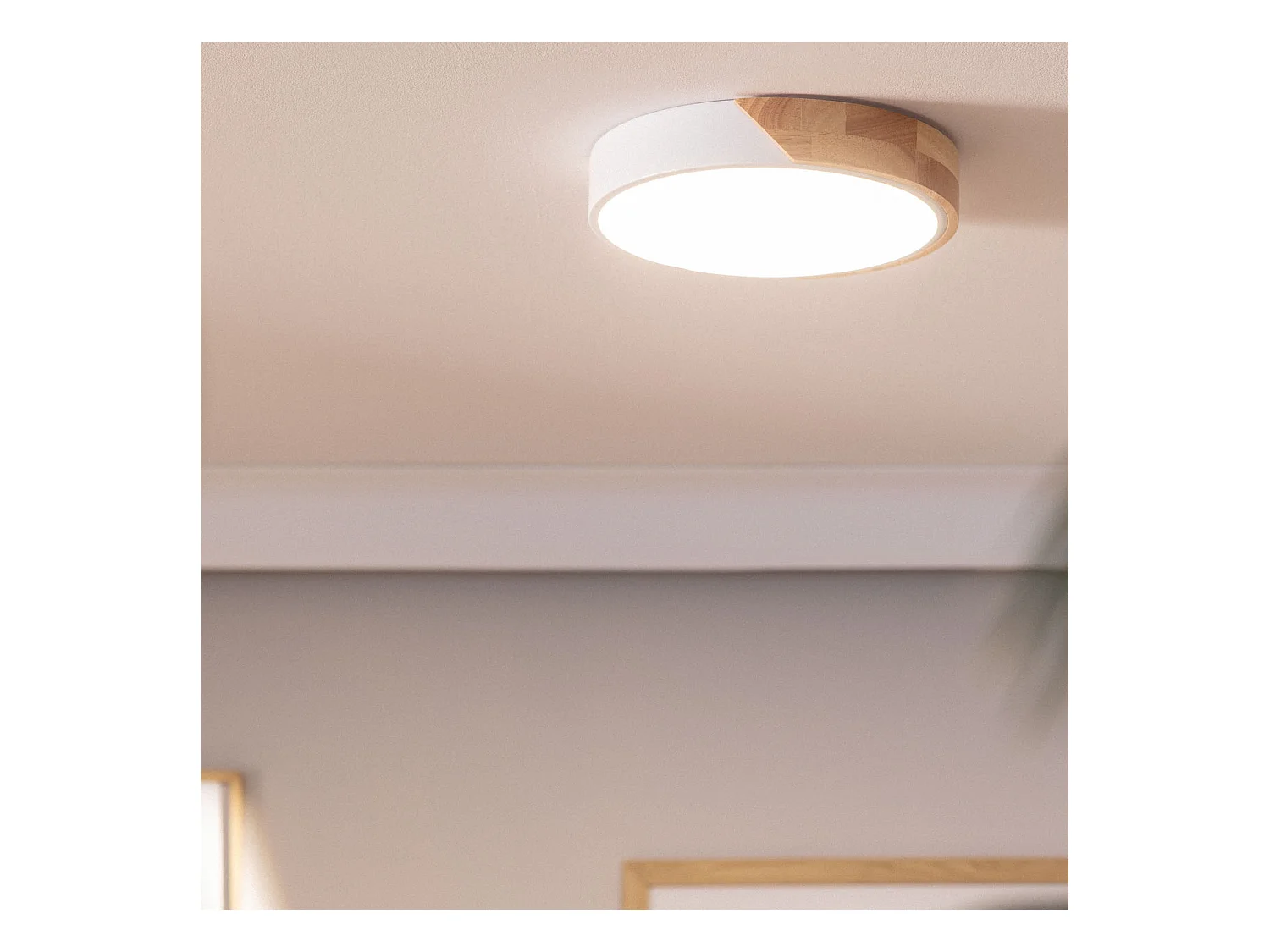 Plafonnier LED Rond Bois 18W CCT Sélectionnable Semi-Dari Ø320 mm Blanc