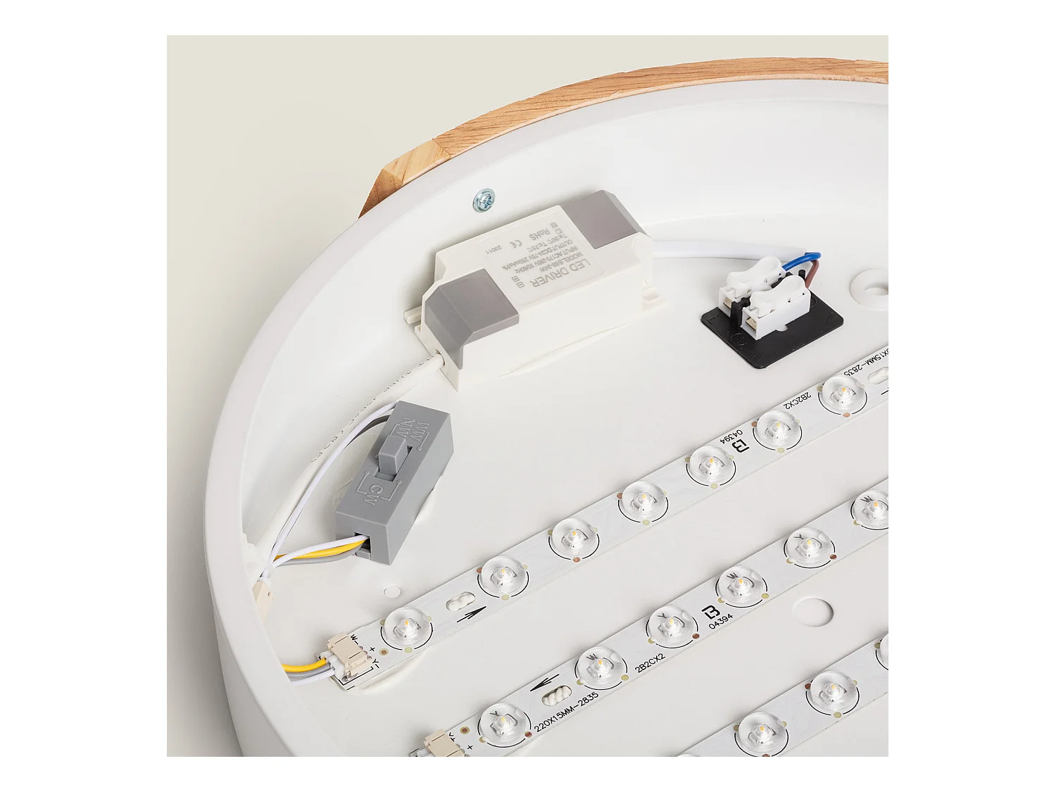 Plafonnier LED Rond Bois 18W CCT Sélectionnable Semi-Dari Ø320 mm Blanc