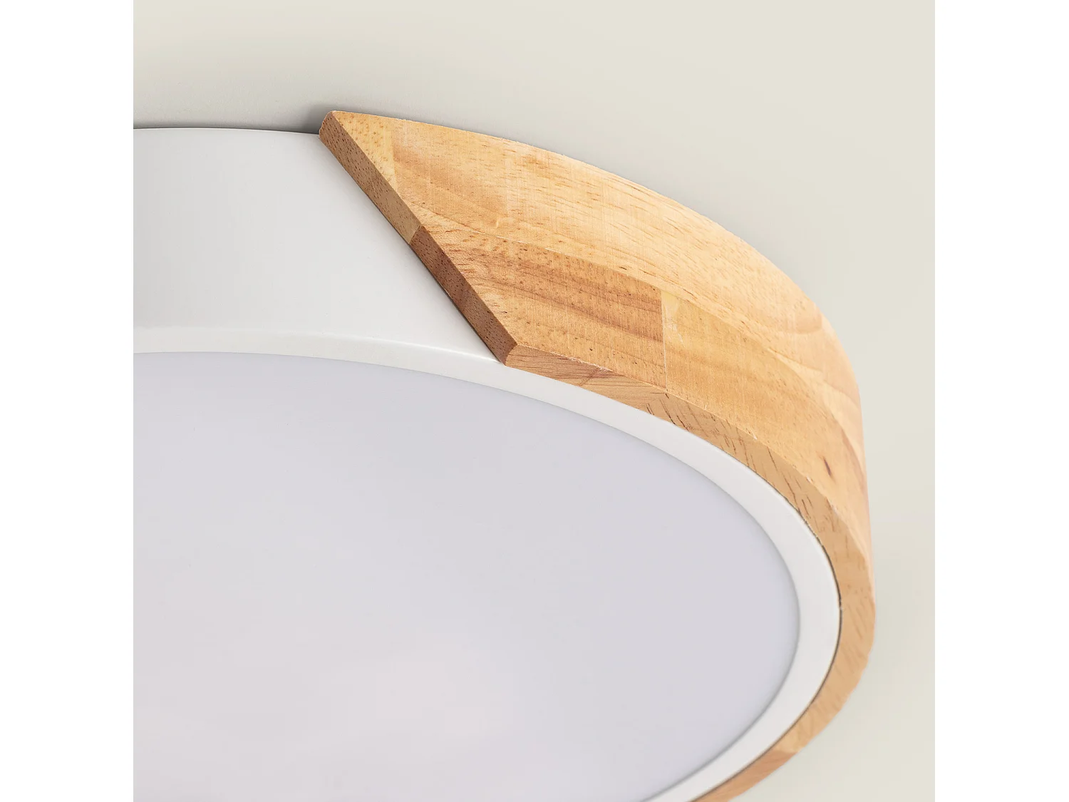 Plafonnier LED Rond Bois 18W CCT Sélectionnable Semi-Dari Ø320 mm Blanc