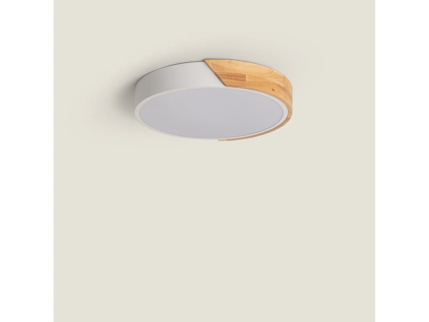 Plafonnier LED Rond Bois 18W CCT Sélectionnable Semi-Dari Ø320 mm Blanc