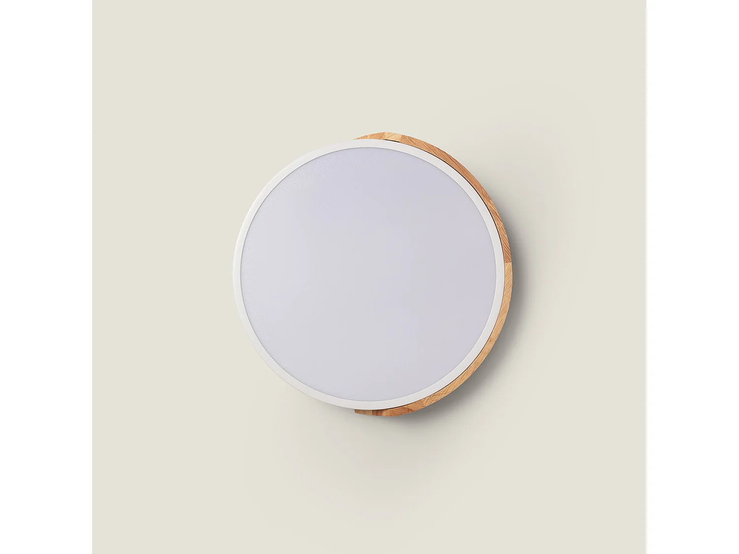 Plafonnier LED Rond Bois 18W CCT Sélectionnable Semi-Dari Ø320 mm Blanc