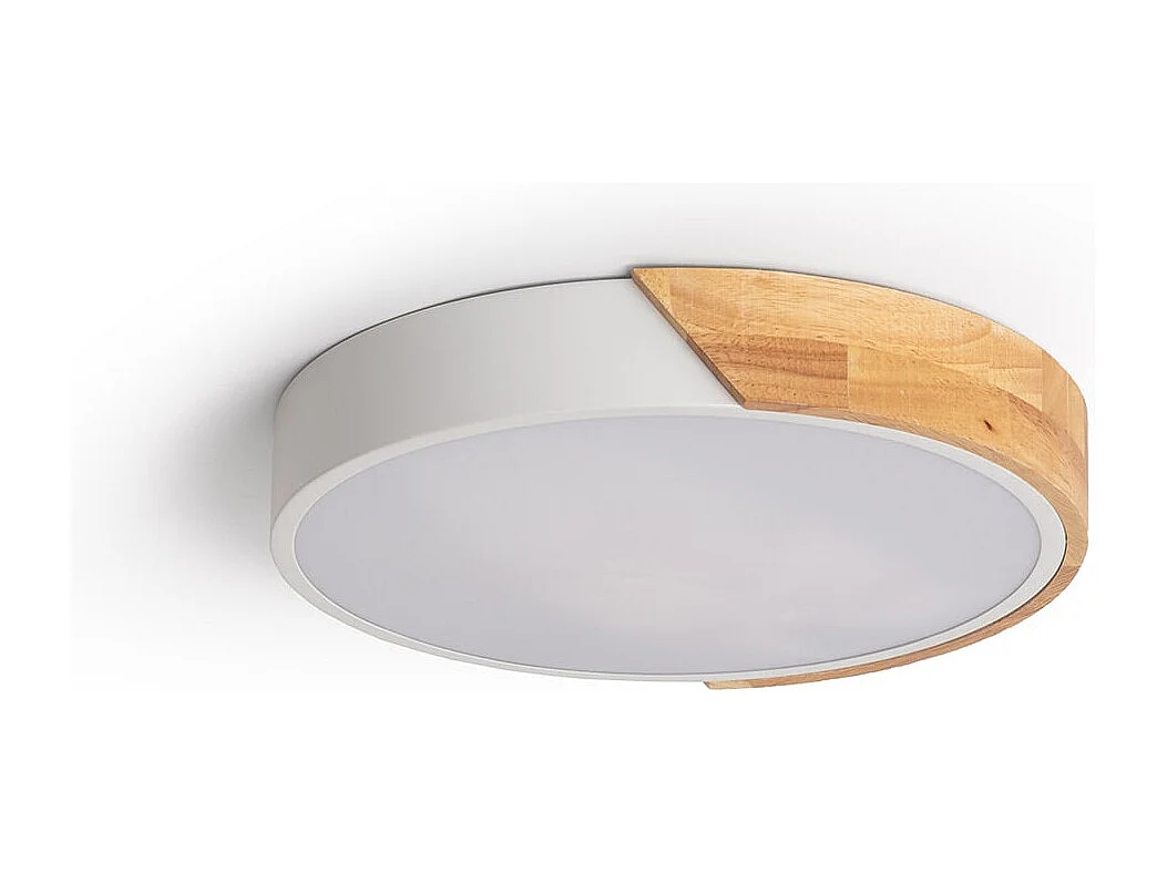 Plafonnier LED Rond Bois 18W CCT Sélectionnable Semi-Dari Ø320 mm Blanc