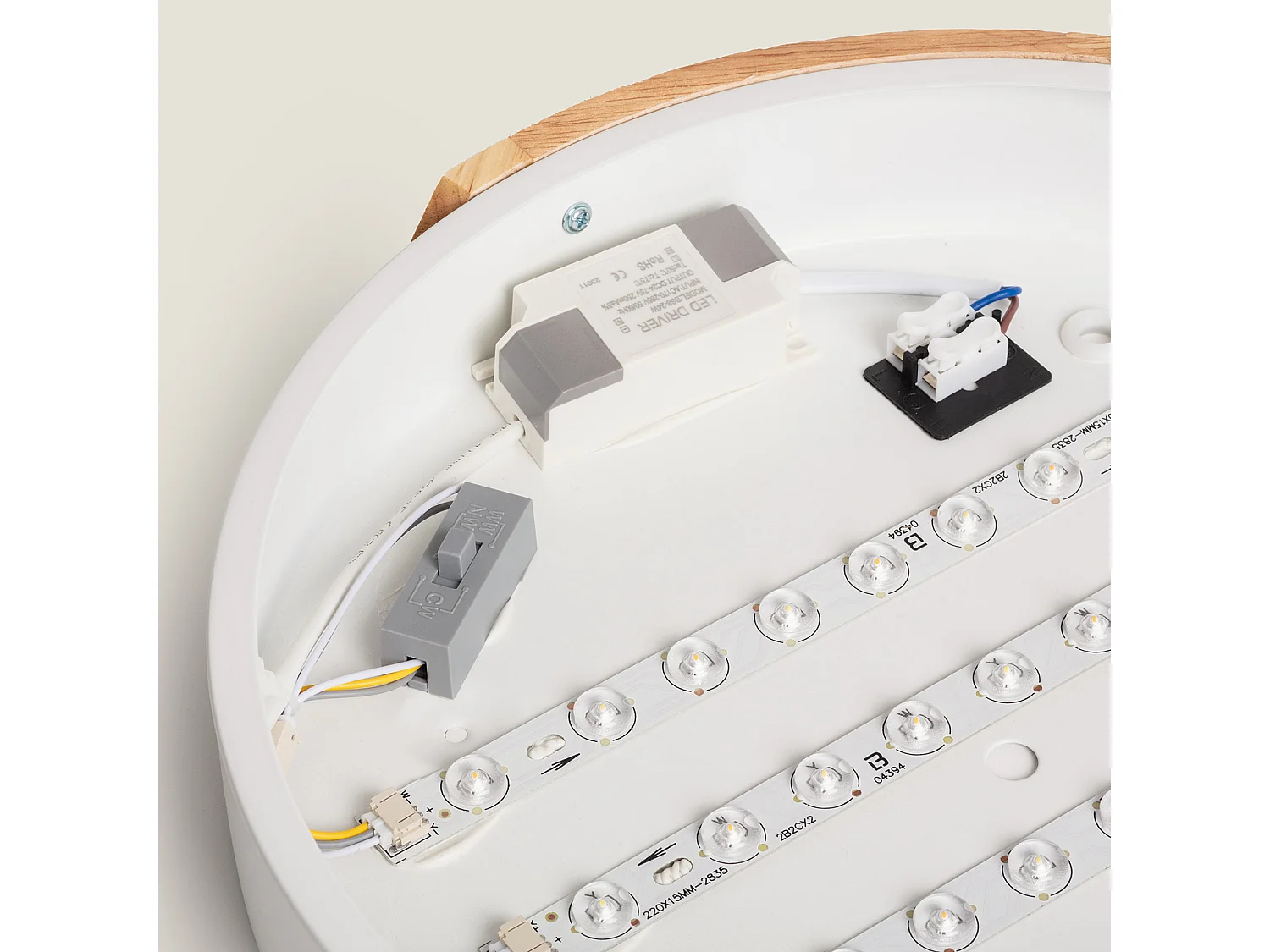 Plafonnier LED Rond Bois 18W CCT Sélectionnable Semi-Dari Ø320 mm Blanc