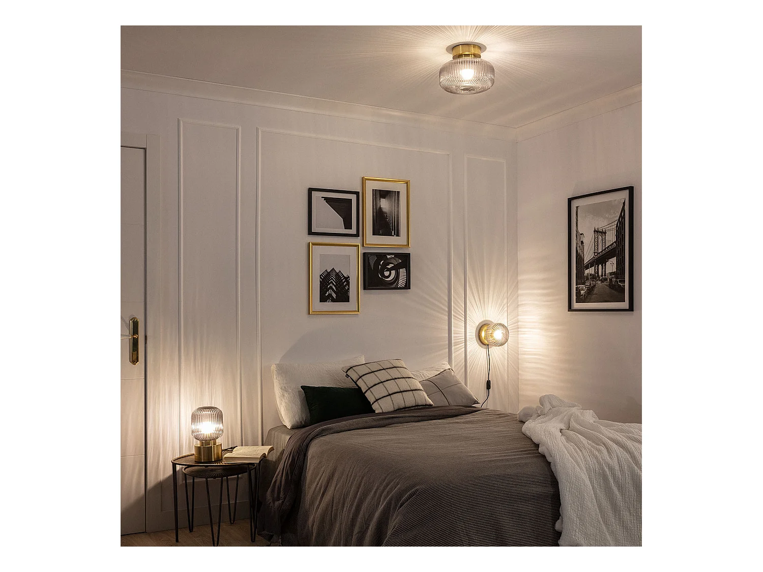 Lámpara de Techo Metal y Cristal Windsor Dorado