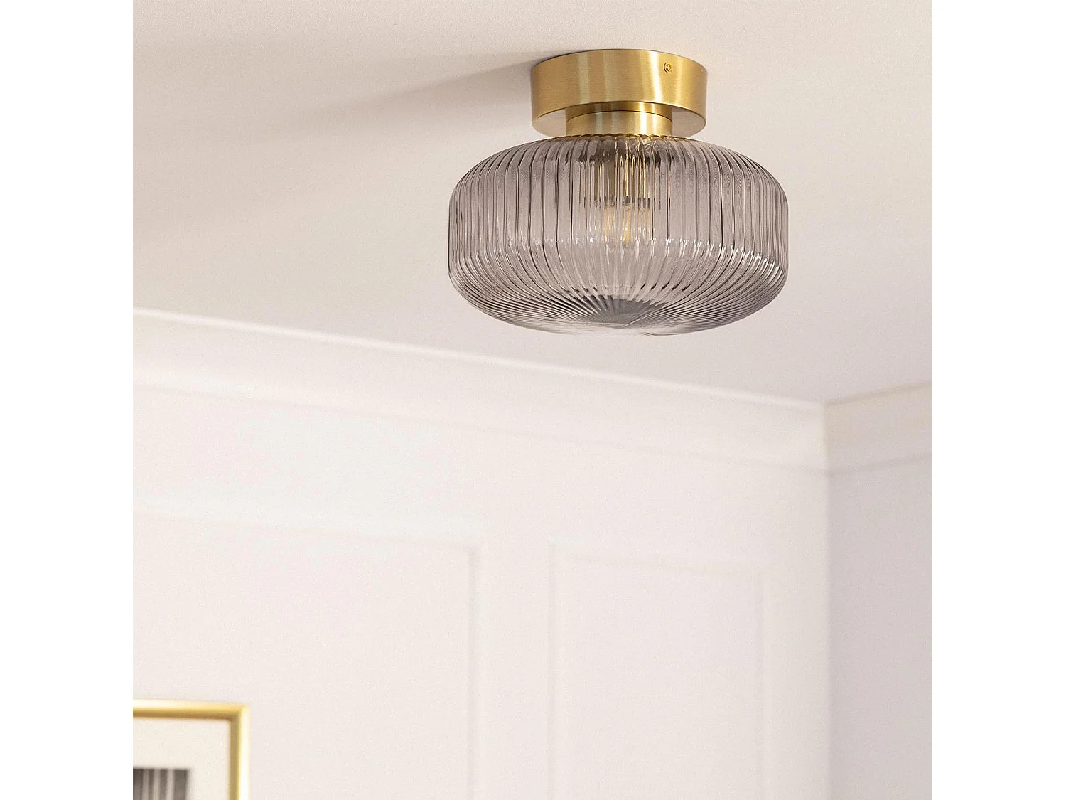 Plafonnier Métal et Verre Windsor  Doré