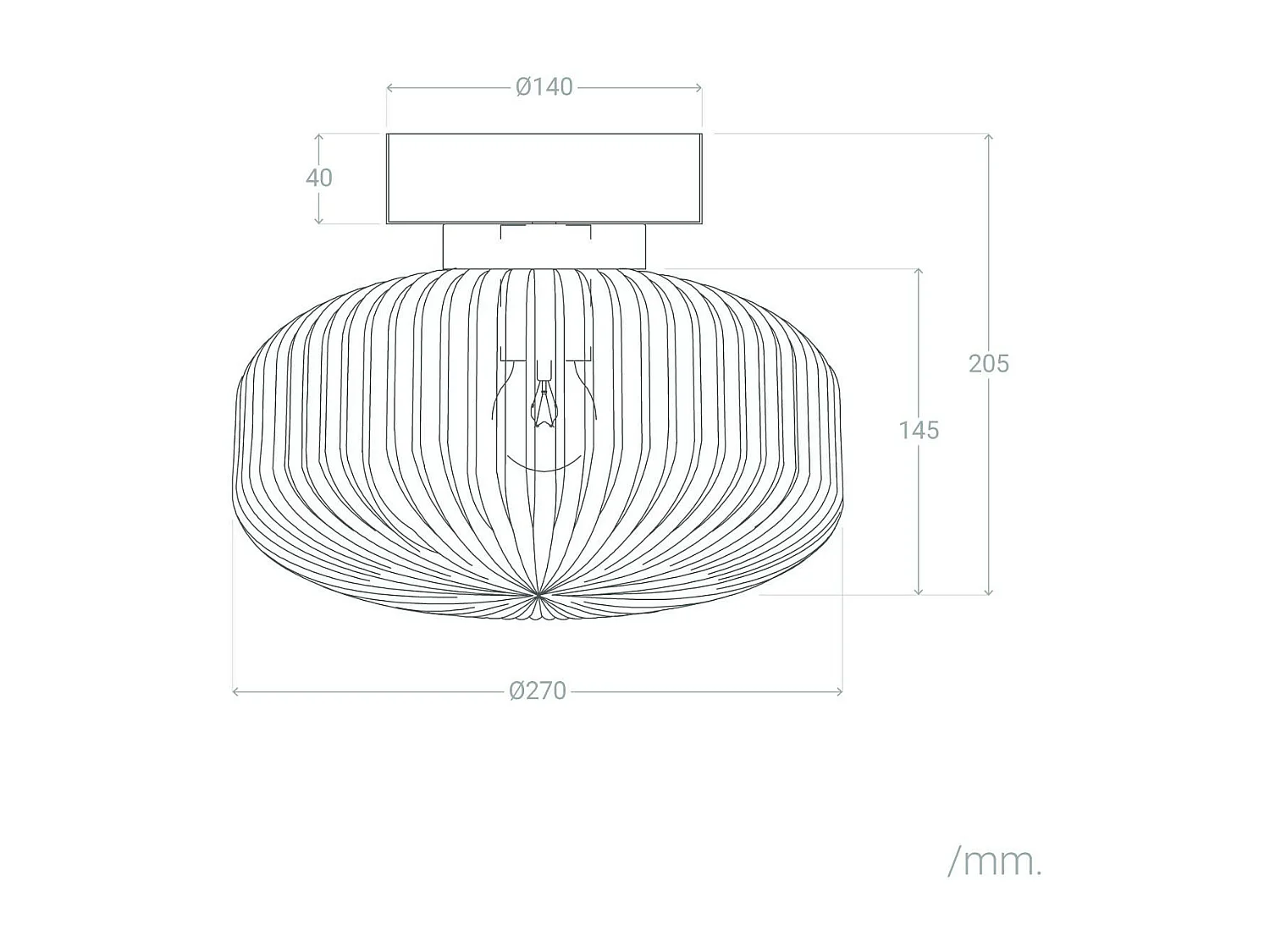 Plafonnier Métal et Verre Windsor  Doré